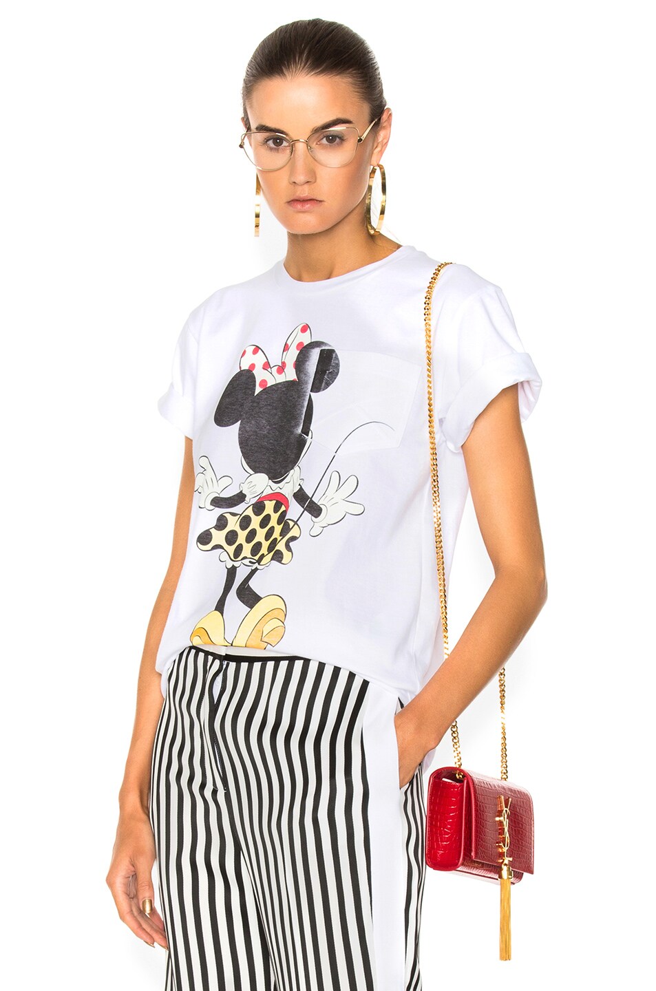 Image 1 of Victoria Beckham Cotton Jersey Minnie Mouse Tee in White