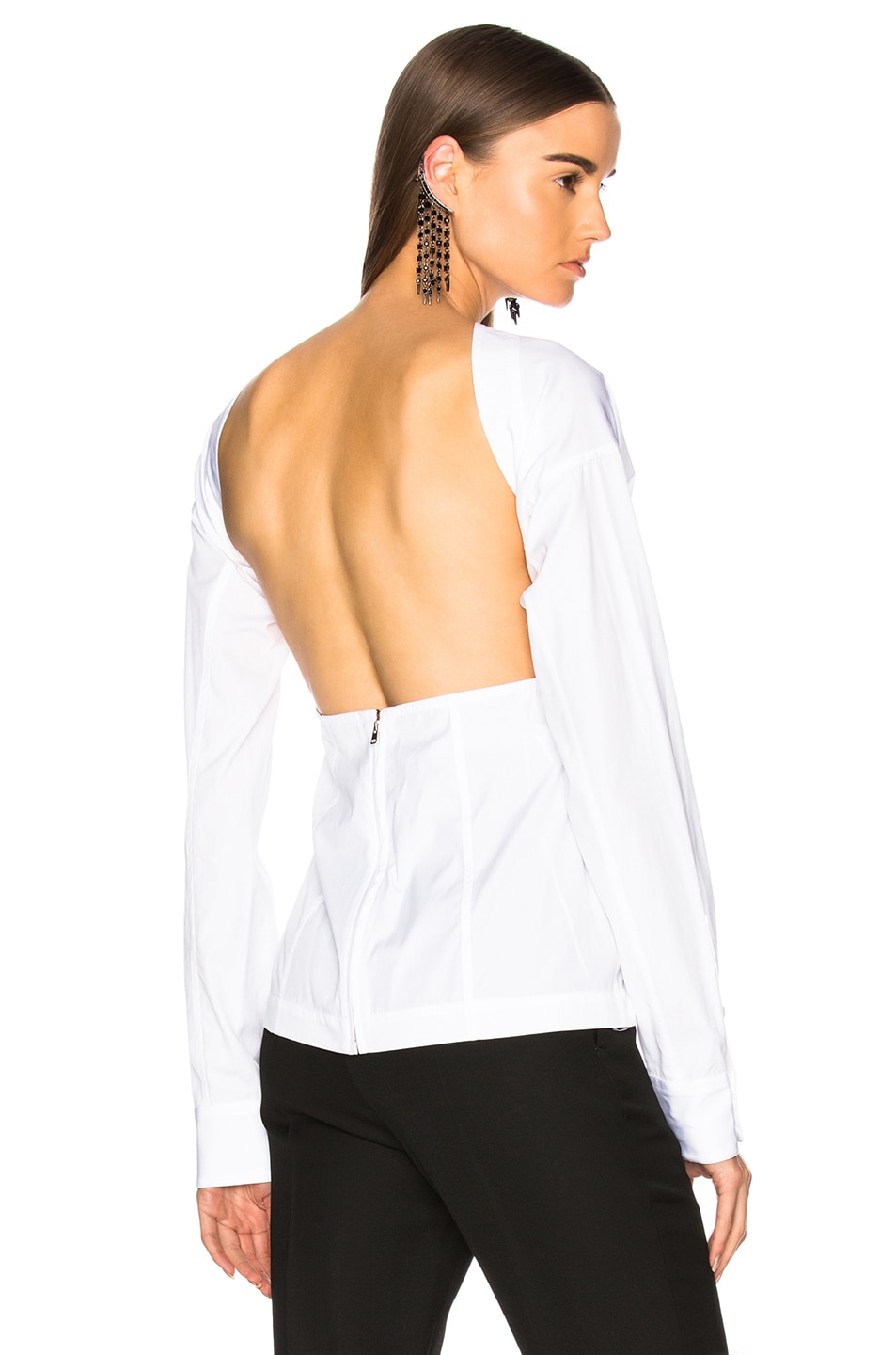 Image 1 of Victoria Beckham Cotton Shirting Backless Blouse in White