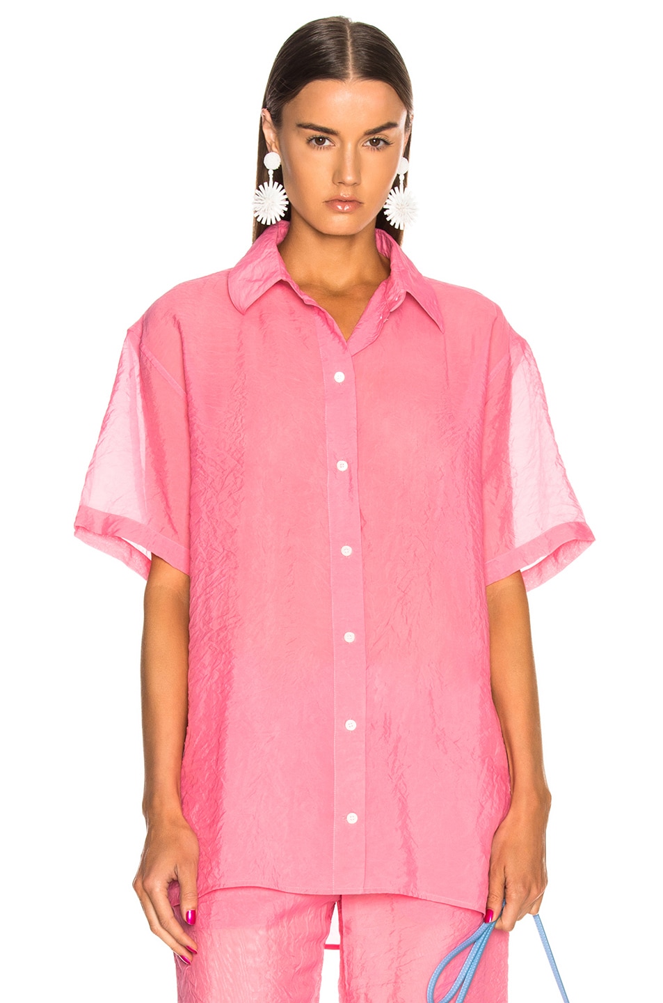 Image 1 of Victoria Beckham Short Sleeve Shirt in Pink