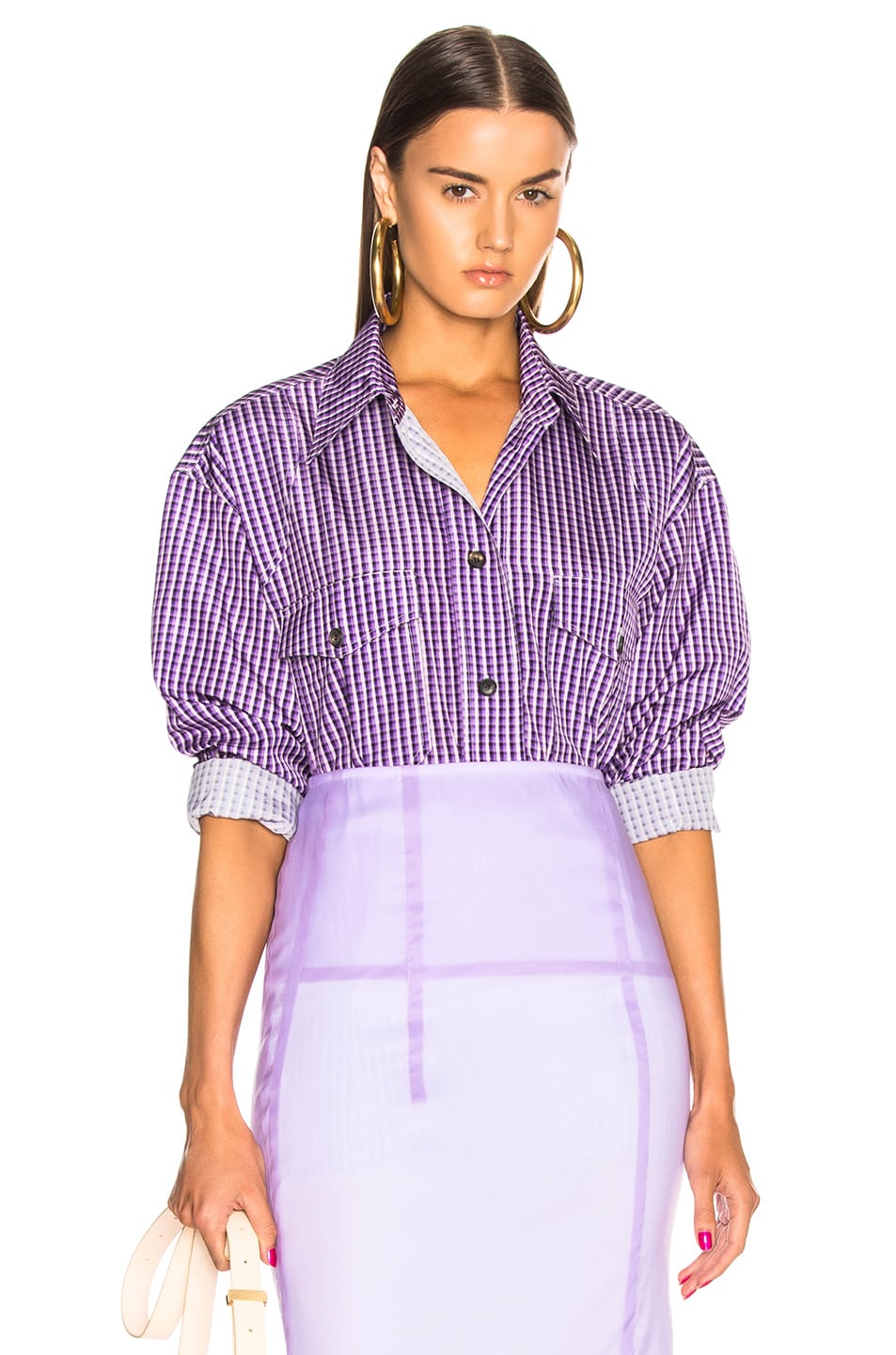 Image 1 of Victoria Beckham Patch Pocket Shirt in Purple & Multi