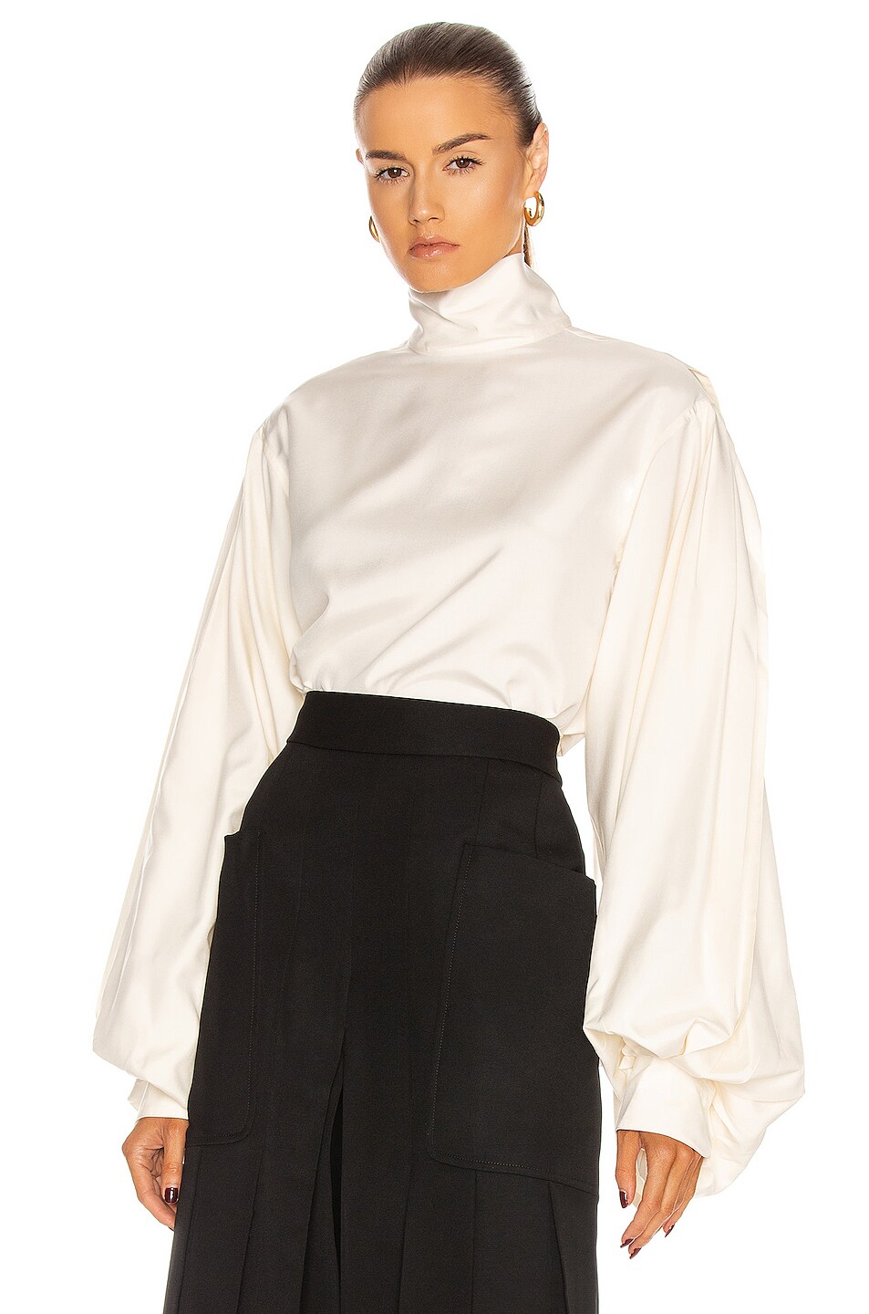 Image 1 of Victoria Beckham Bishop Sleeve Detail Top in Off White