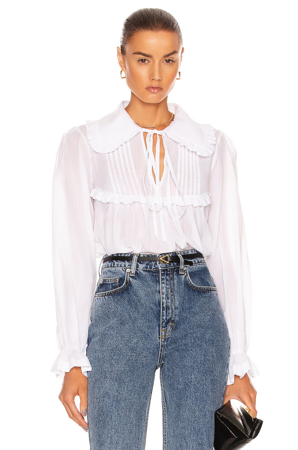 Image 1 of Victoria Beckham Gathered Detail Blouse in White
