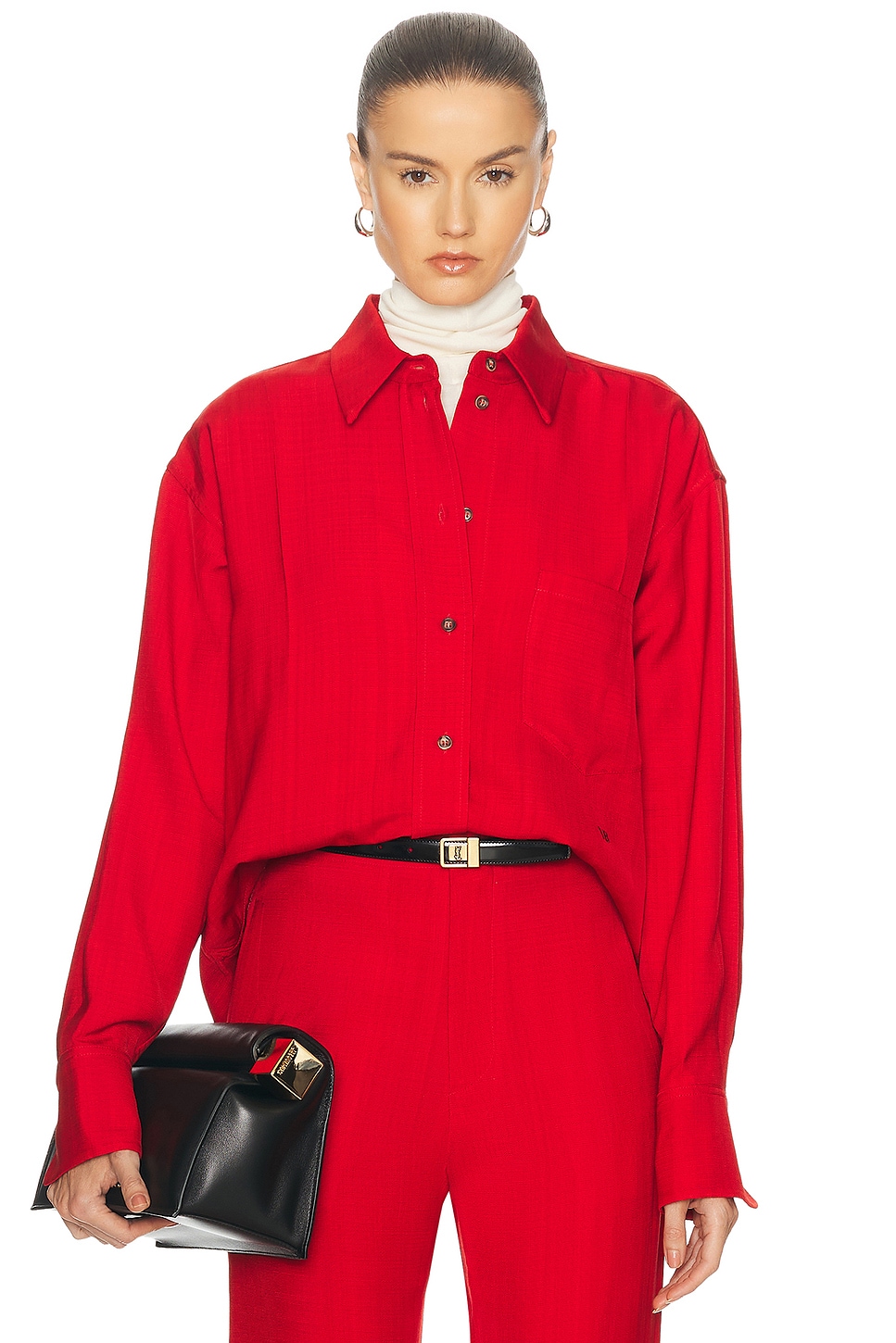 Image 1 of Victoria Beckham Button Up Top in Carmine