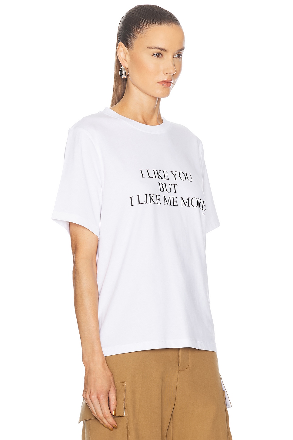 Shop Victoria Beckham I Like You But I Like Me More Tee In White