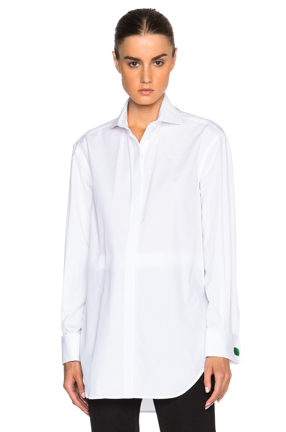 Image 1 of Victoria Beckham Cotton Shirting Man Shirt with Cufflinks in White