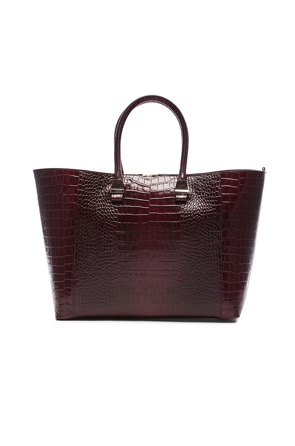 Image 1 of Victoria Beckham Printed Crocodile Liberty Tote in Bordeaux