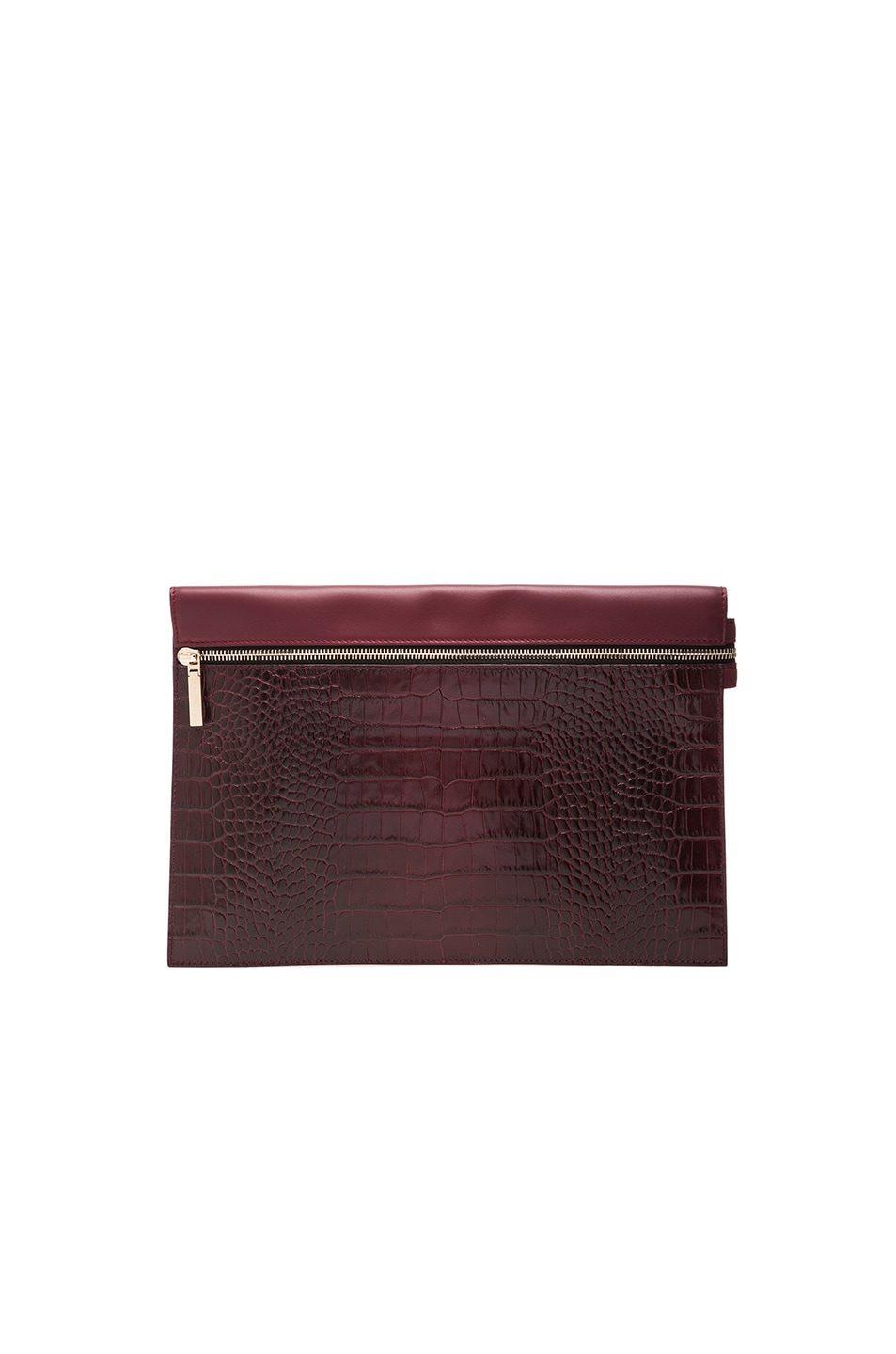 Image 1 of Victoria Beckham Printed Crocodile Large Zip Pouch in Bordeaux