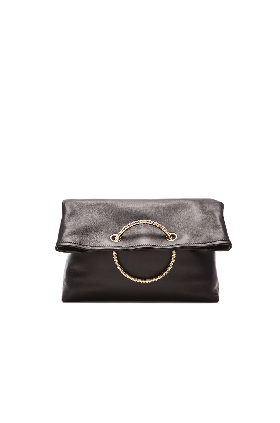 Image 1 of Victoria Beckham Shatoosh Leather Spiral Clutch in Black
