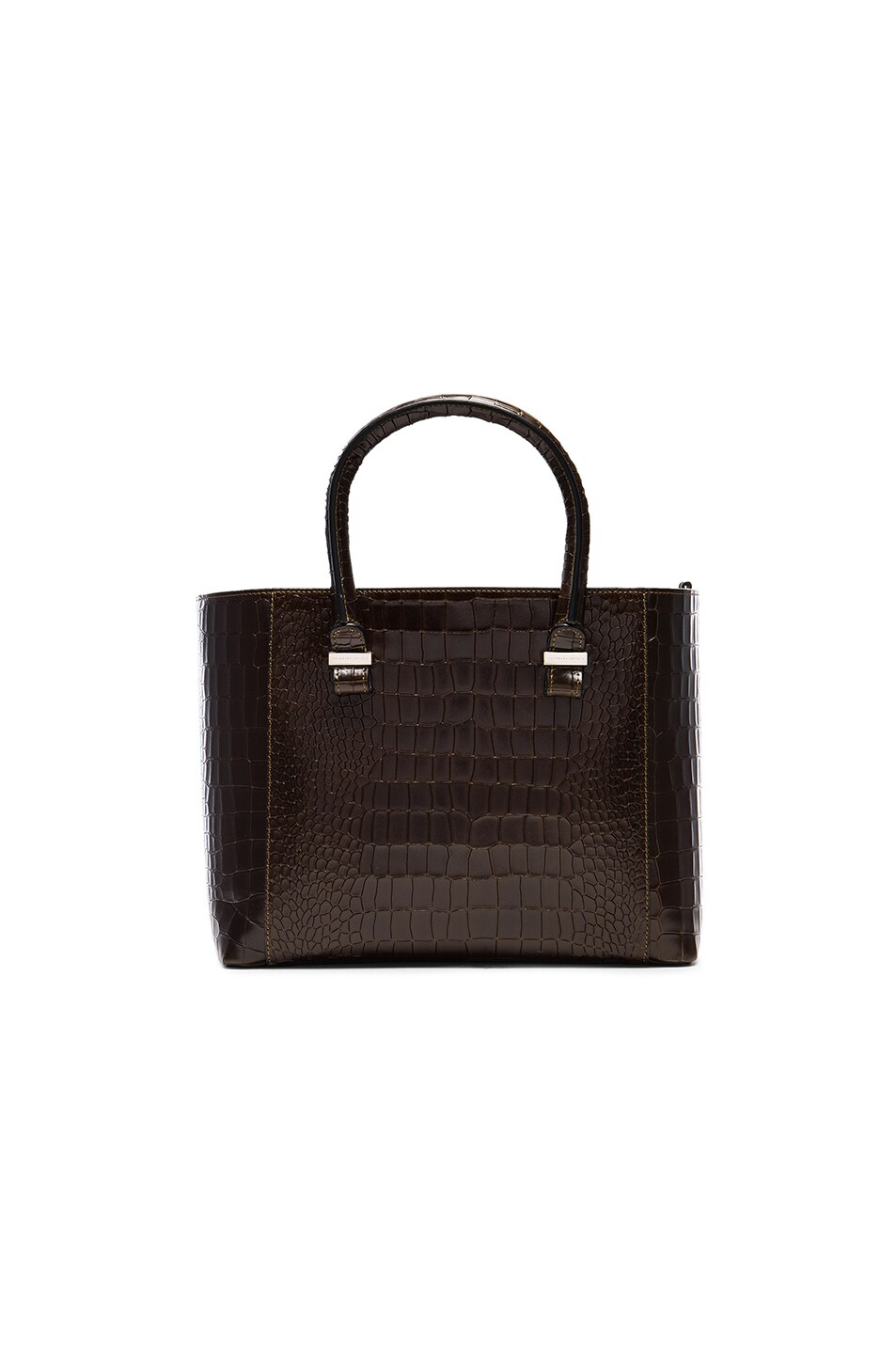 Image 1 of Victoria Beckham Printed Croc Quincy Tote in Olive Green
