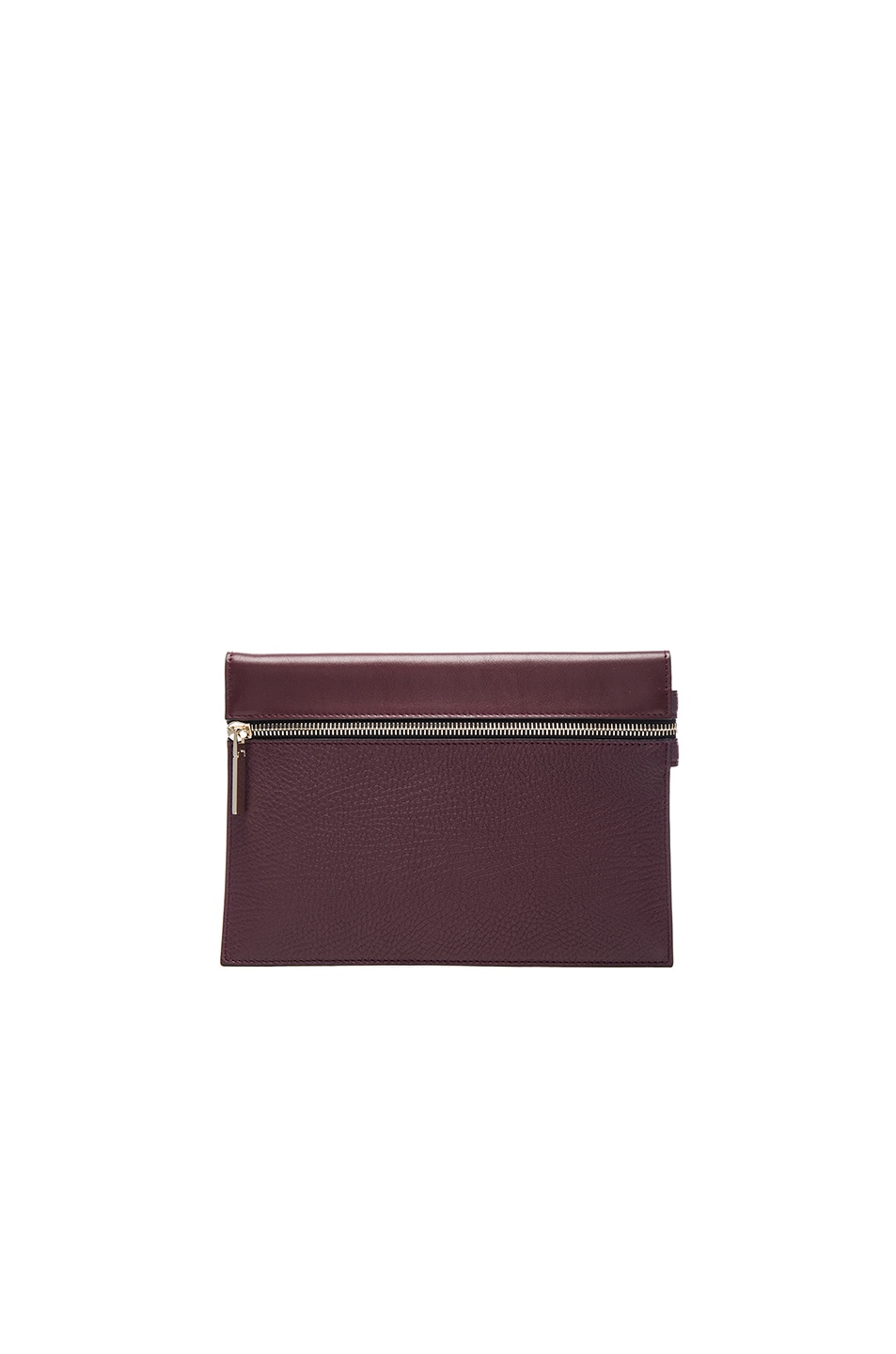 Image 1 of Victoria Beckham Grained Leather Small Zip Pouch in Burgundy