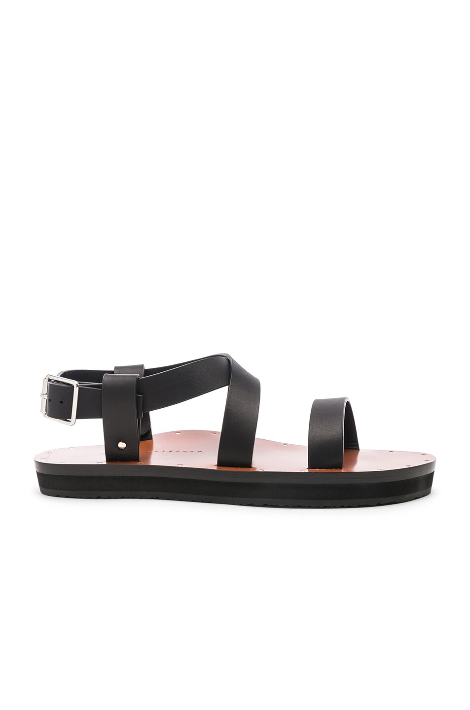Image 1 of Victoria Beckham Leather Ankle Strap Sandals in Black