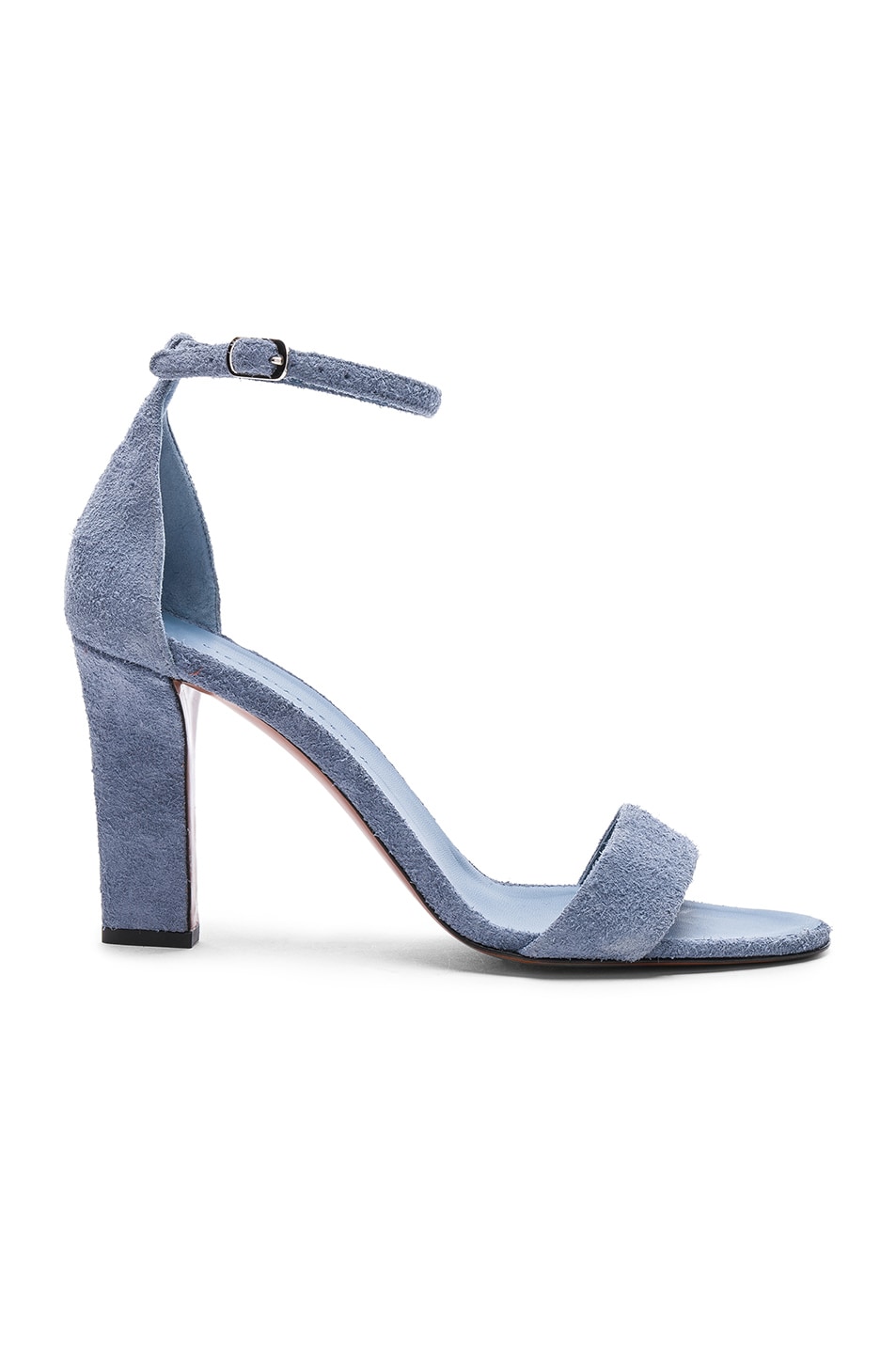 Image 1 of Victoria Beckham Suede Anna Ankle Strap Sandals in Baby Blue