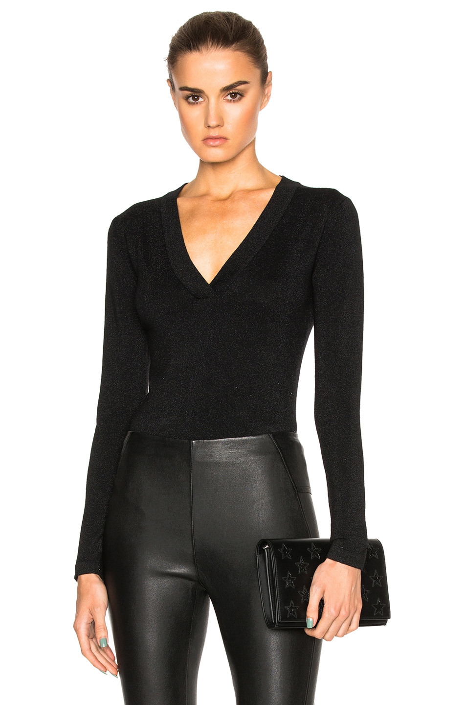 Image 1 of Veronica Beard Decade Lurex Bodysuit in Black