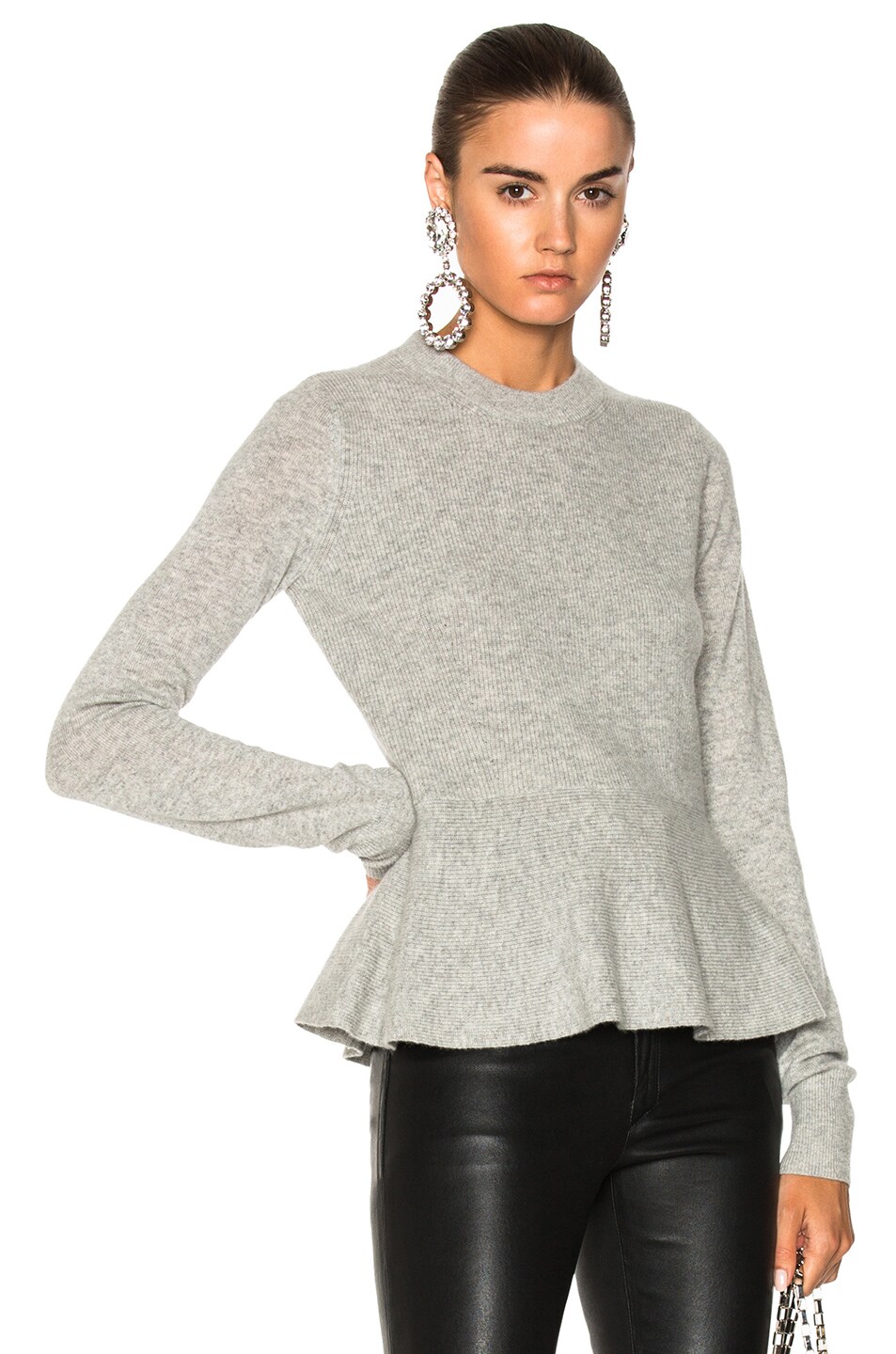 Image 1 of Veronica Beard Raleigh Peplum Sweater in Grey