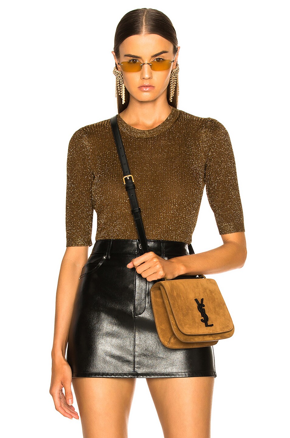 Image 1 of Veronica Beard Uma Sweater in Brown & Gold