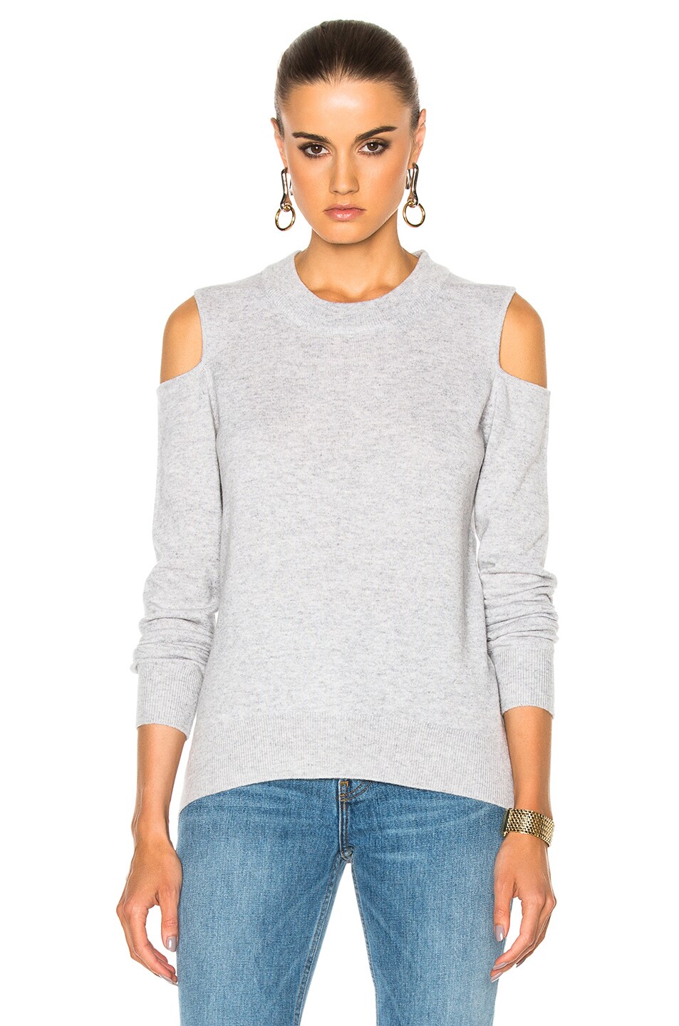 Image 1 of Veronica Beard Central Cold Shoulder Sweater in Fog