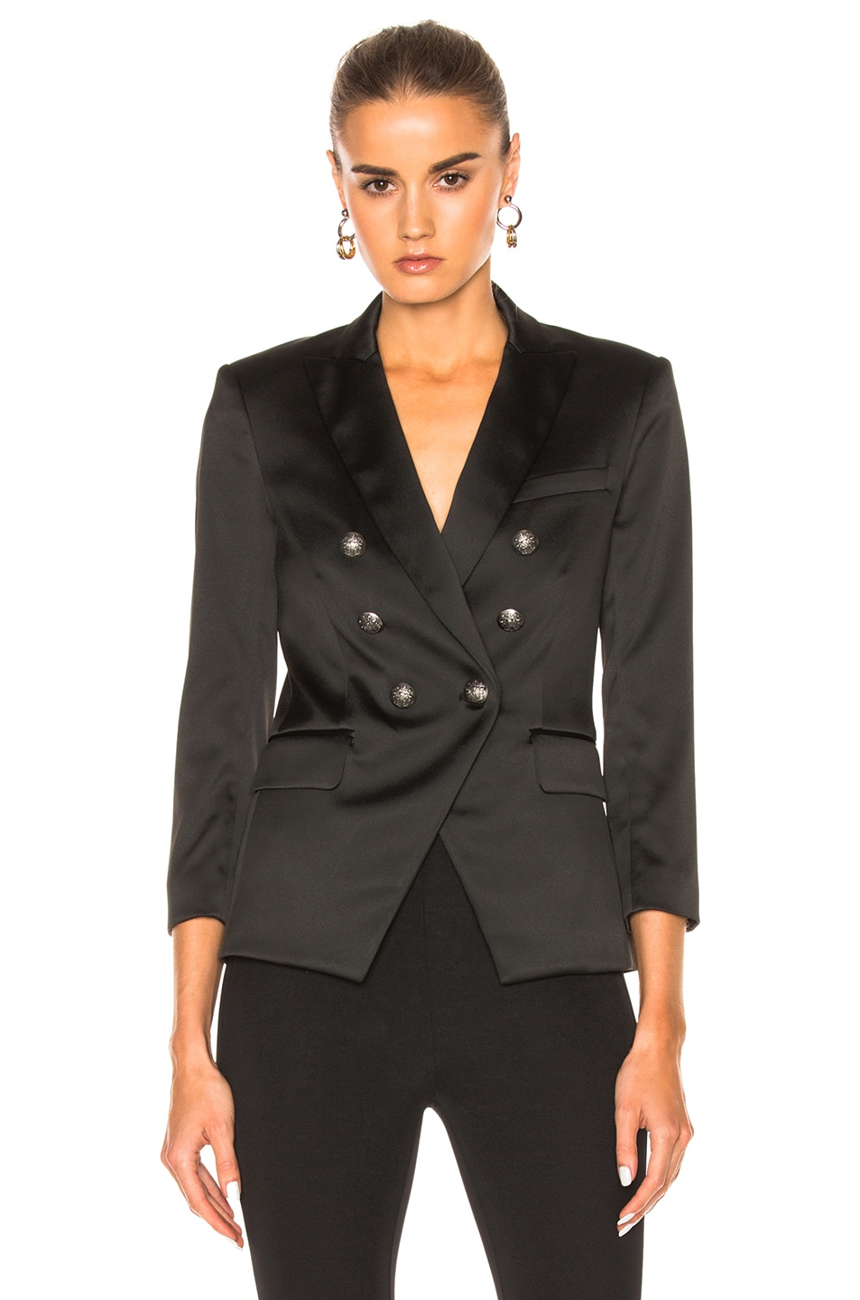 Image 1 of Veronica Beard Empire Double Breasted Blazer in Black