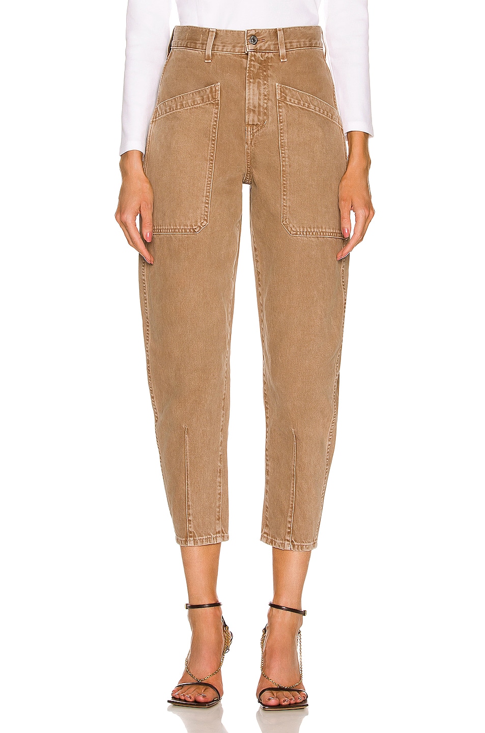 Image 1 of Veronica Beard Charlie With Patch Pockets Pant in Tan Sierra