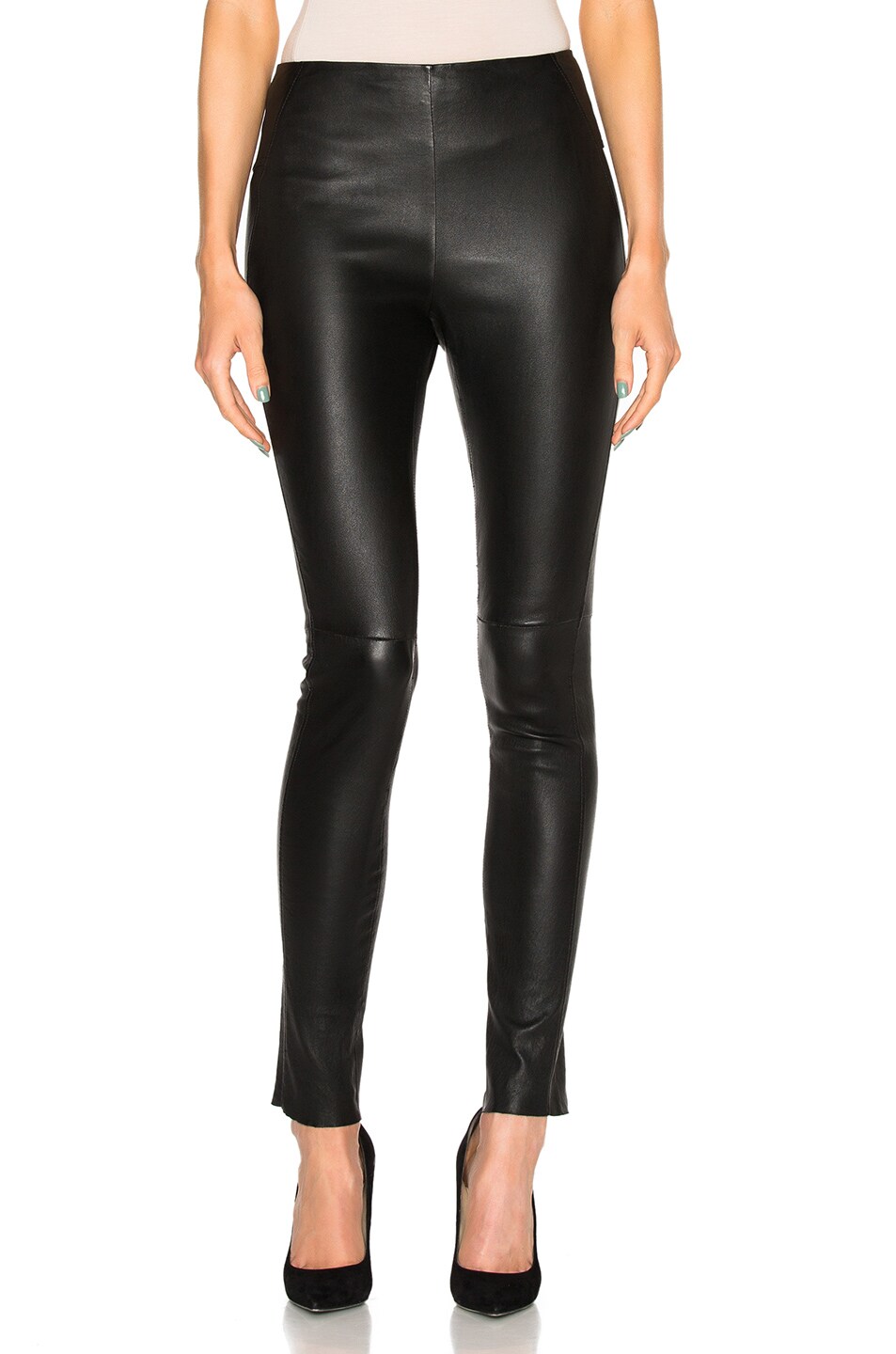 Image 1 of Veronica Beard Palladium Leather Leggings in Black