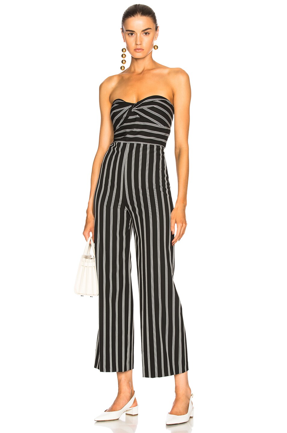 Image 1 of Veronica Beard Cypress Jumpsuit in Black & White Stripes