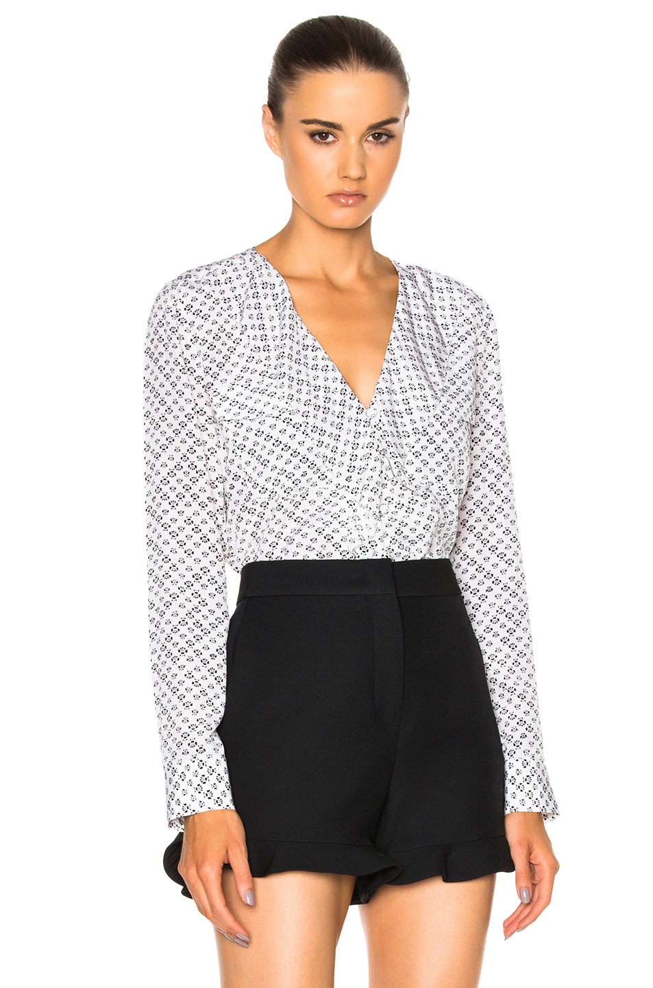 Image 1 of Veronica Beard Hart Button Down Top in White & Black