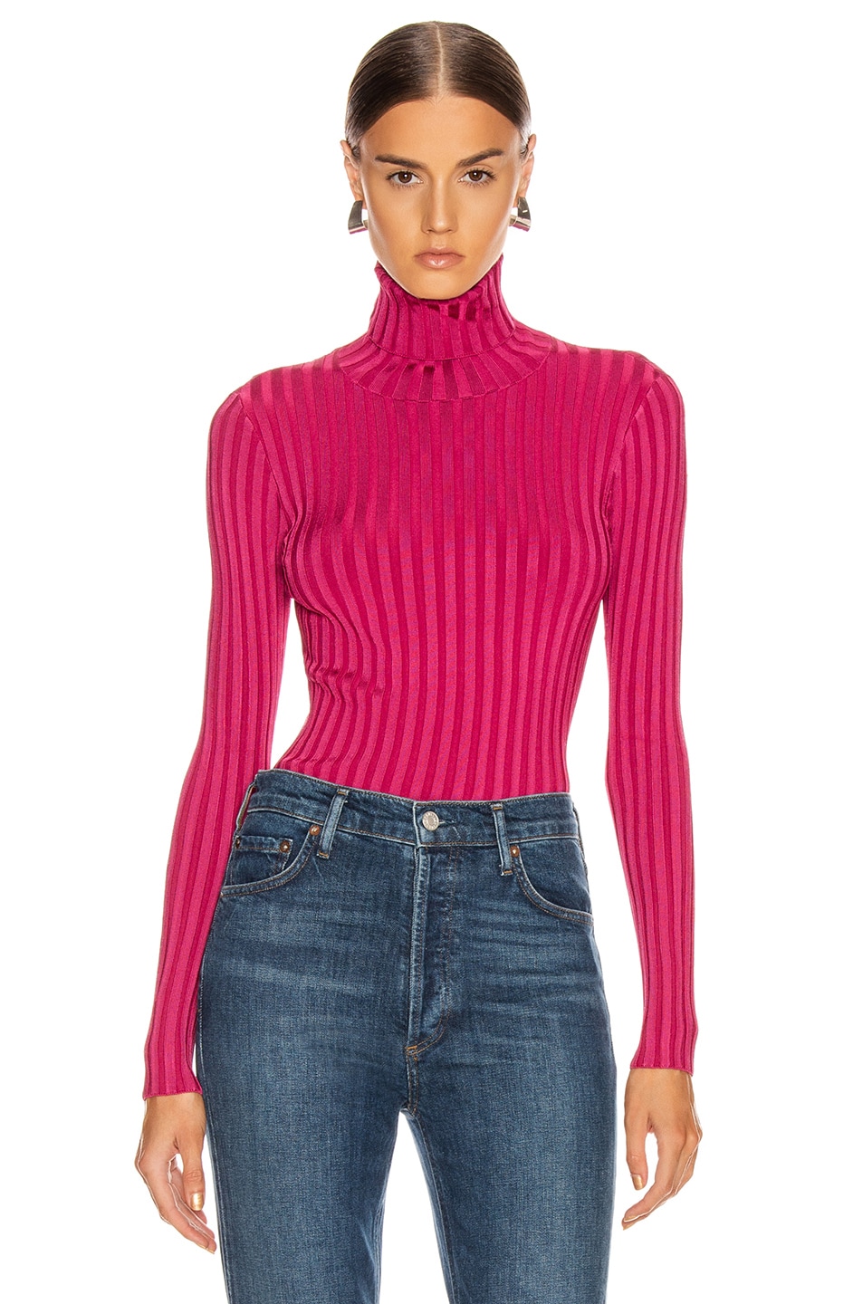 Image 1 of Veronica Beard Nellie Turtleneck Pullover Top in Berry Berry
