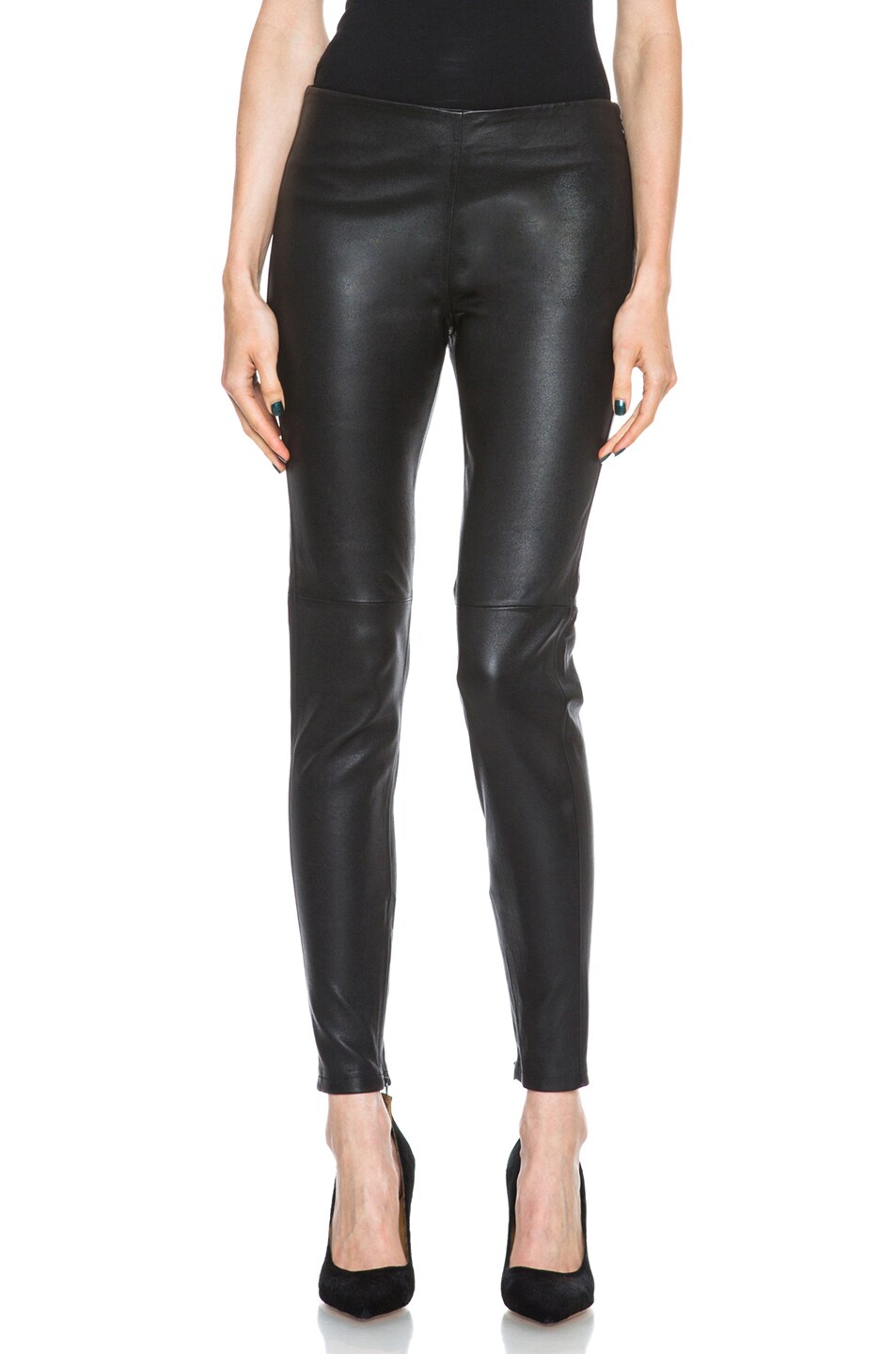 Image 1 of Victoria Beckham Denim Leather Legging in Black
