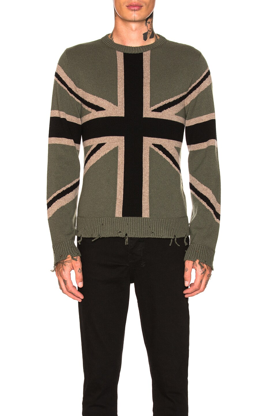 Image 1 of Valentino Garavani Flag Sweatshirt in Olive & Black