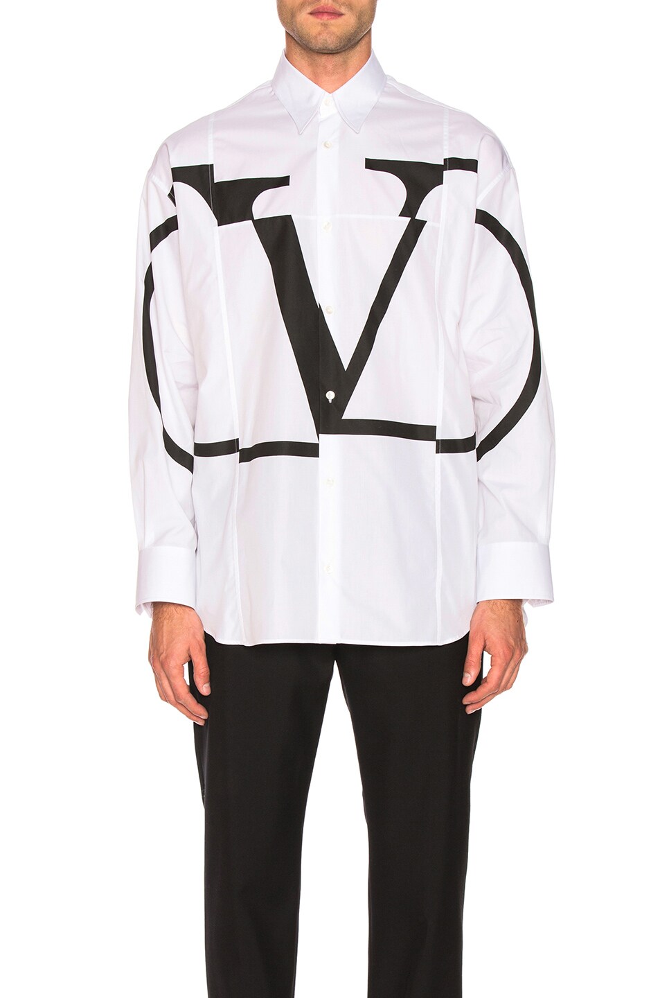 Image 1 of Valentino Garavani Logo Long Sleeve Shirt in Optical White