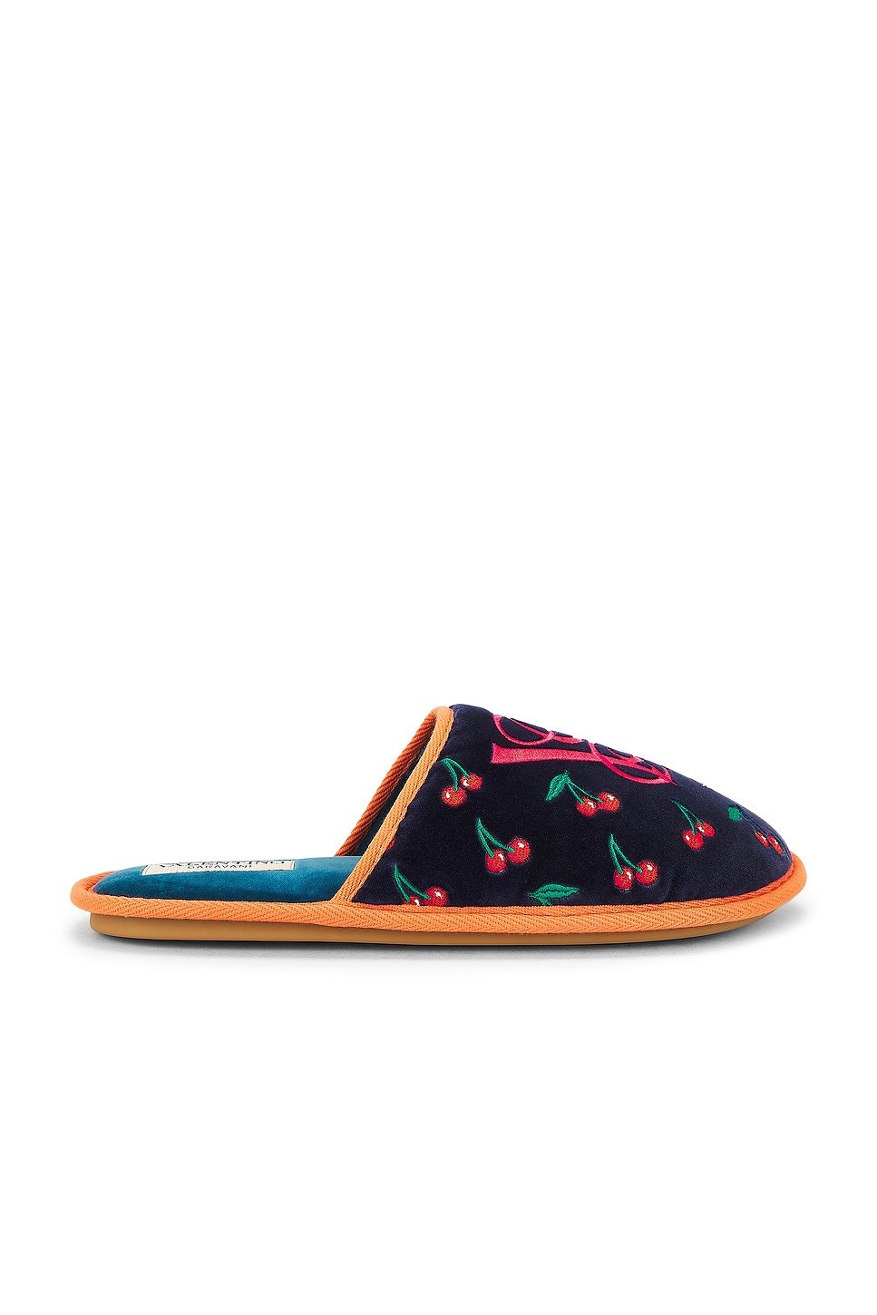 Image 1 of Valentino Garavani Cherries Slippers in Royal Indigo