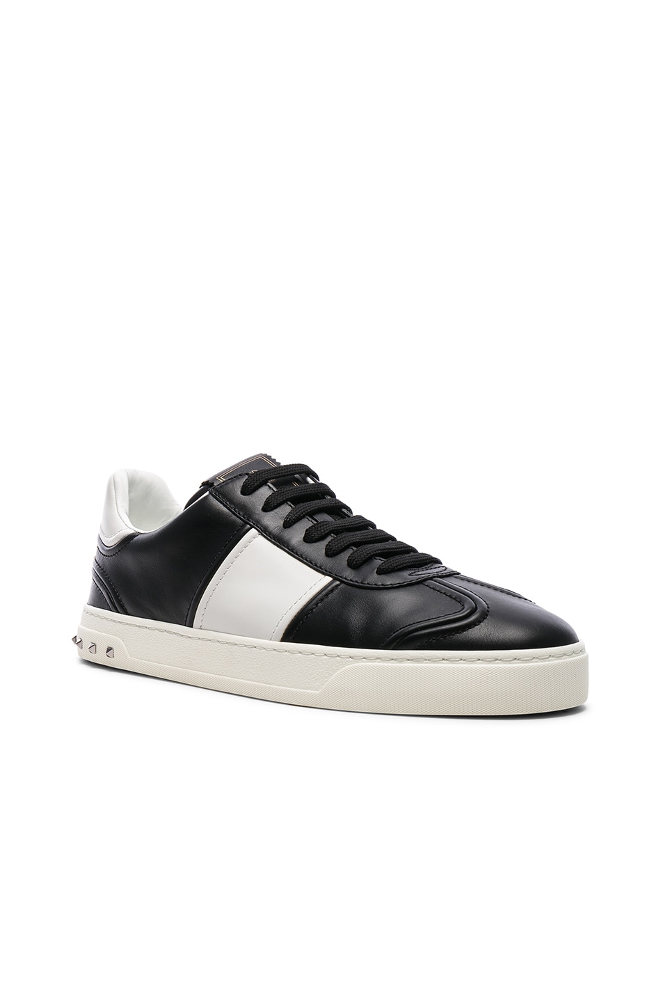 Image 1 of Valentino Garavani Leather Sneakers in Black & White