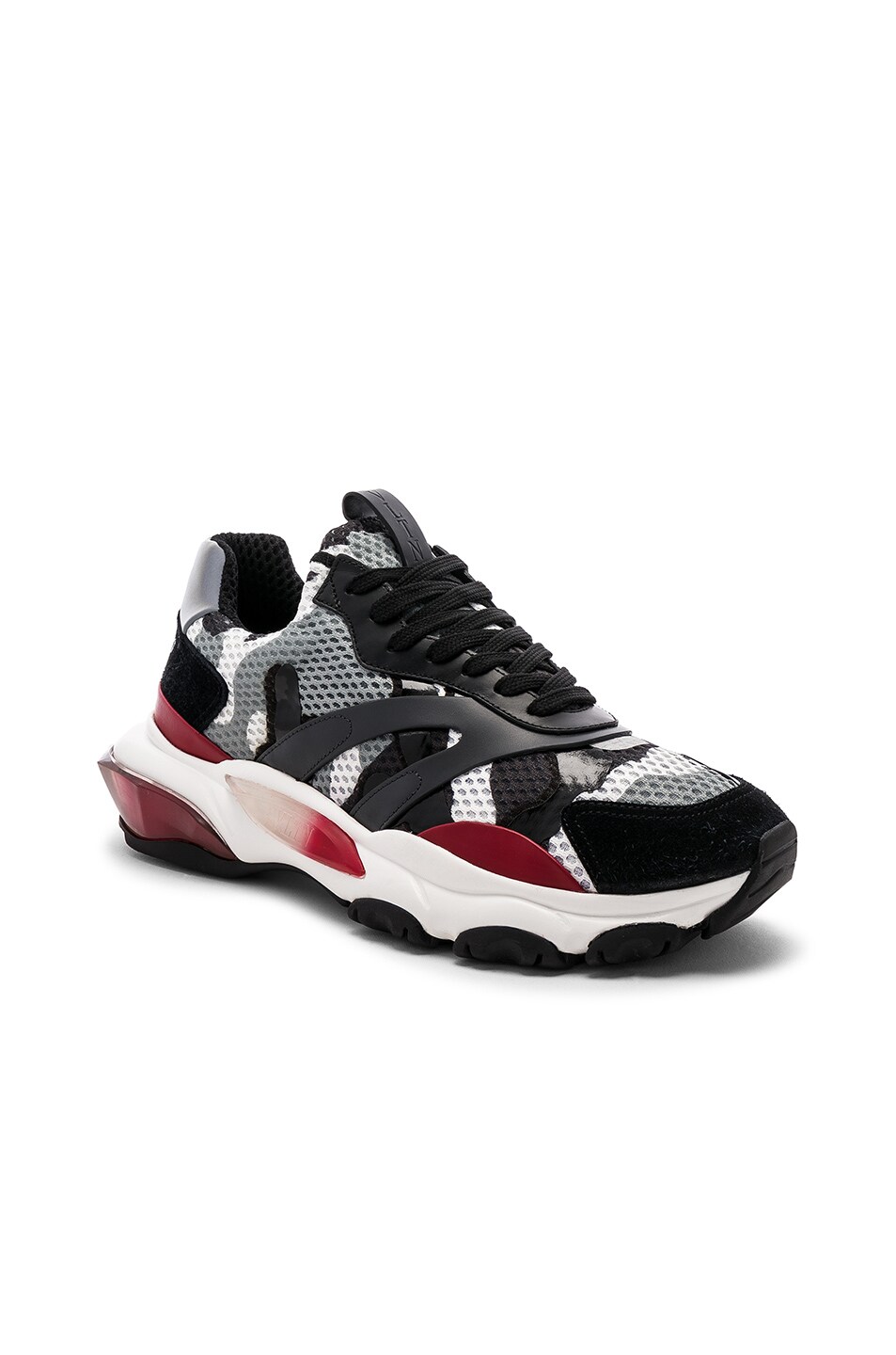 Image 1 of Valentino Garavani Camouflage Bounce Trainers in Light Grey, Deep Grey, Black & Red