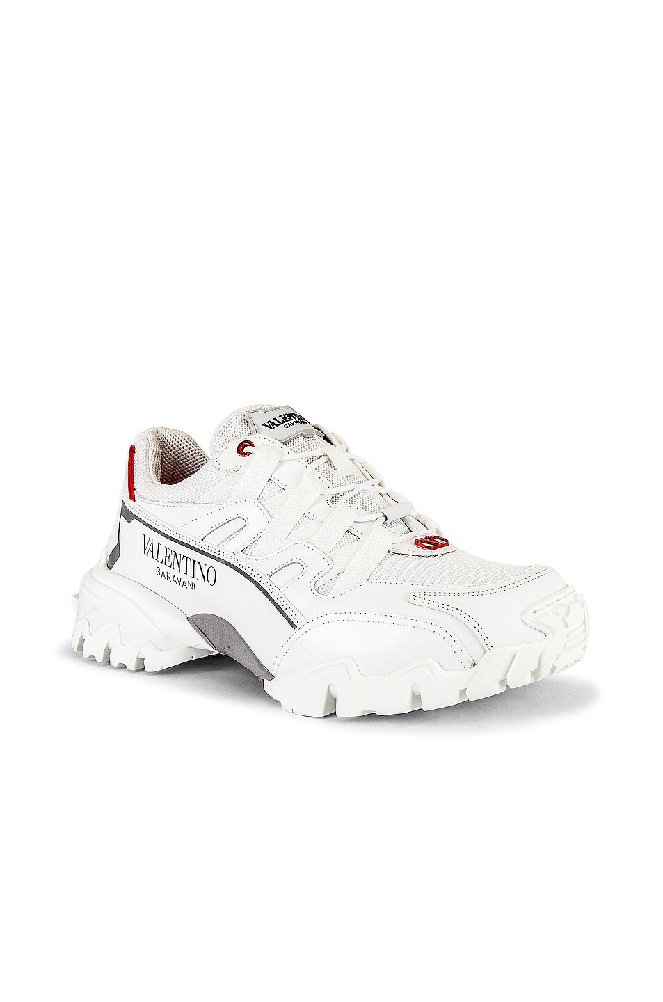 Image 1 of Valentino Garavani Low-Top Sneaker in White & Red