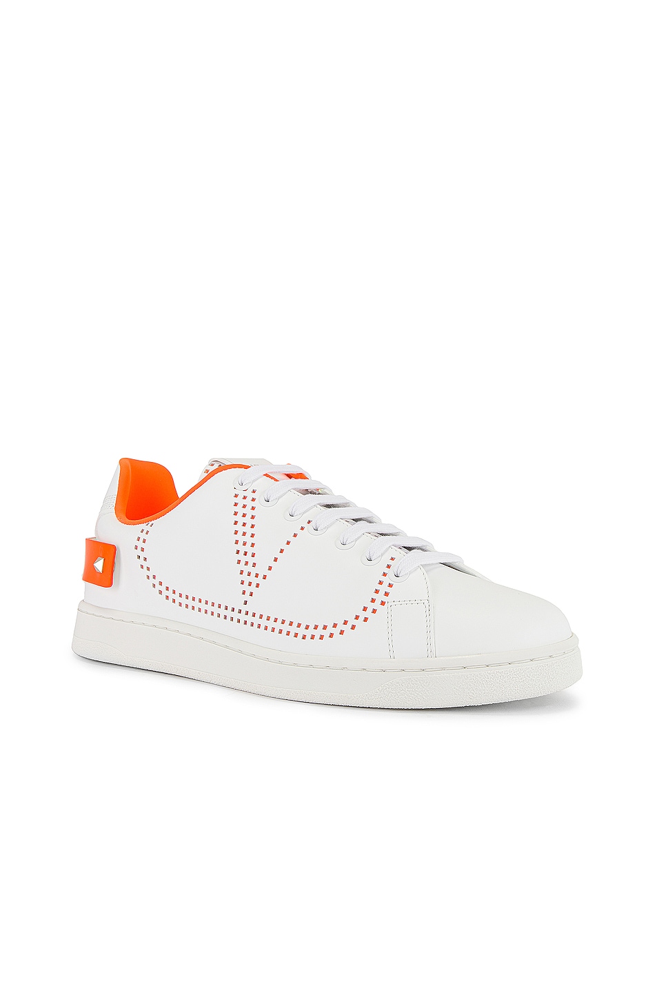 Image 1 of Valentino Garavani Low Top Sneaker in White & Orange