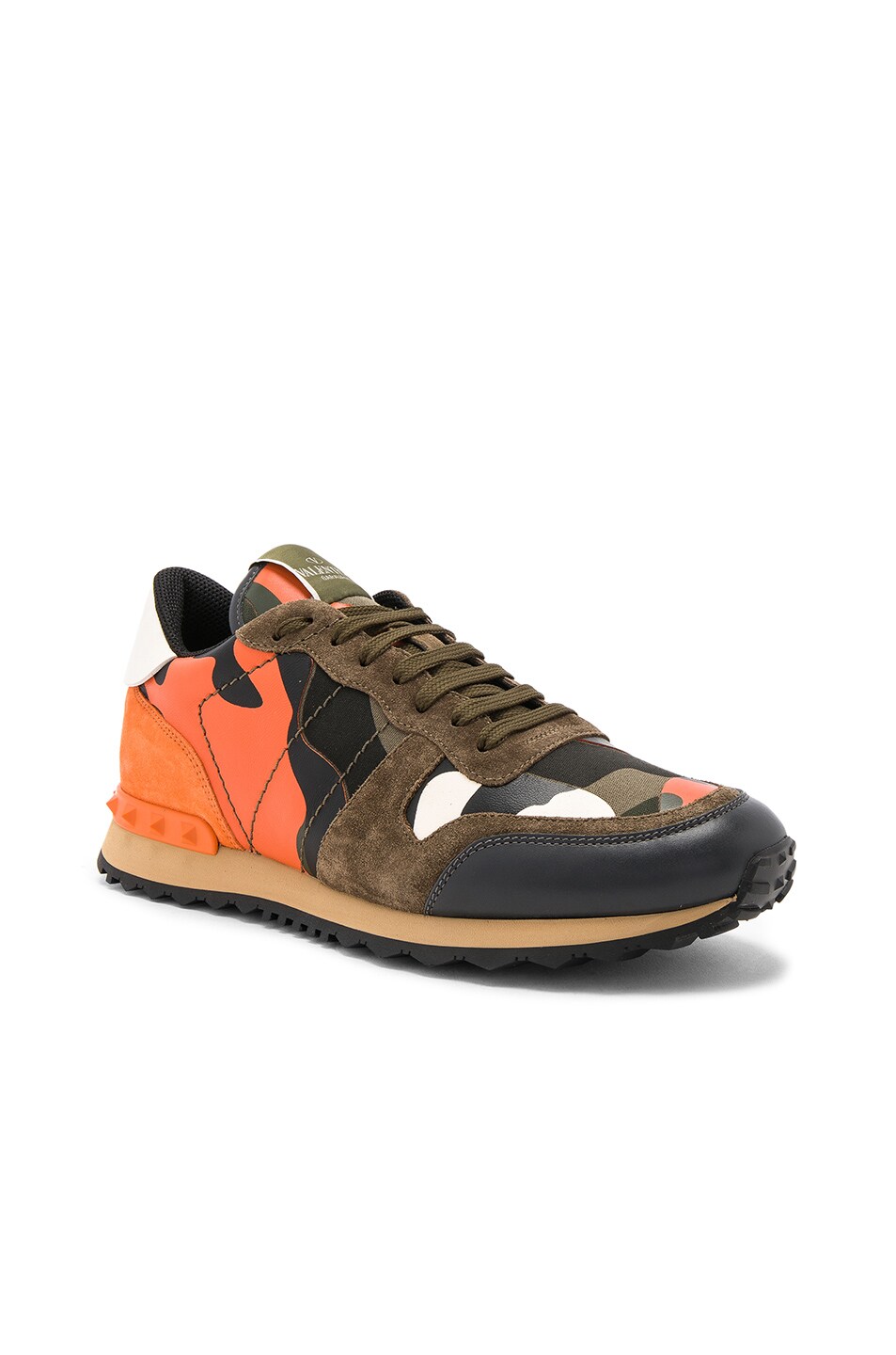 Image 1 of Valentino Garavani Rockstud Camouflage Sneakers in Orange Multi