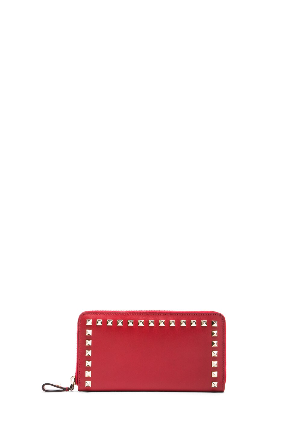 Image 1 of Valentino Garavani Long Rockstud Zipped Continental Wallet in Red