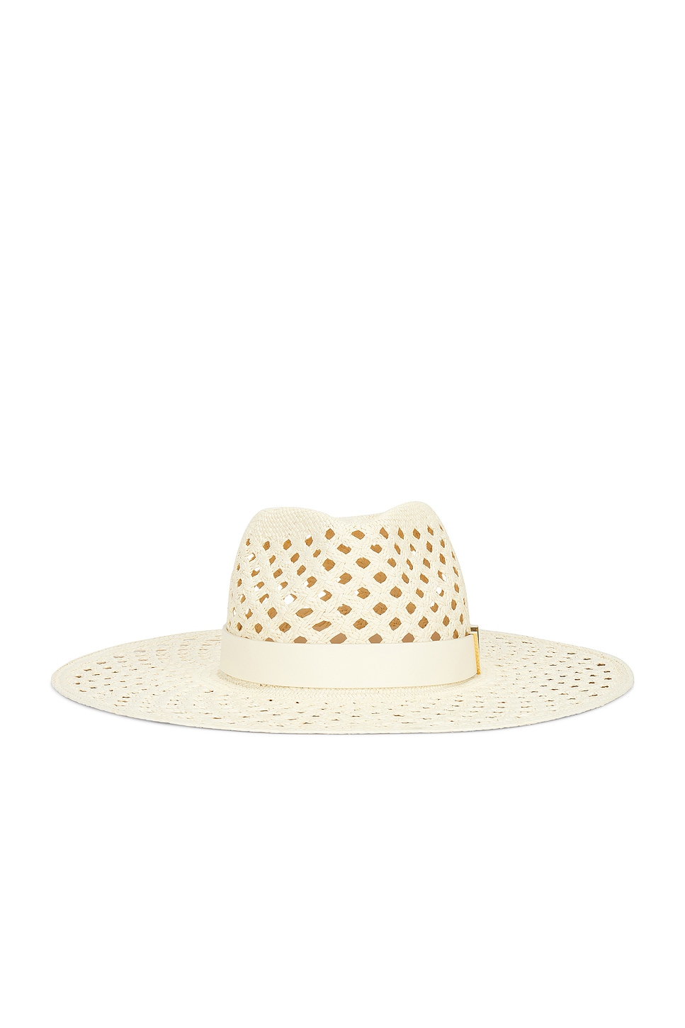 V Signature Large Brim Hat in Ivory