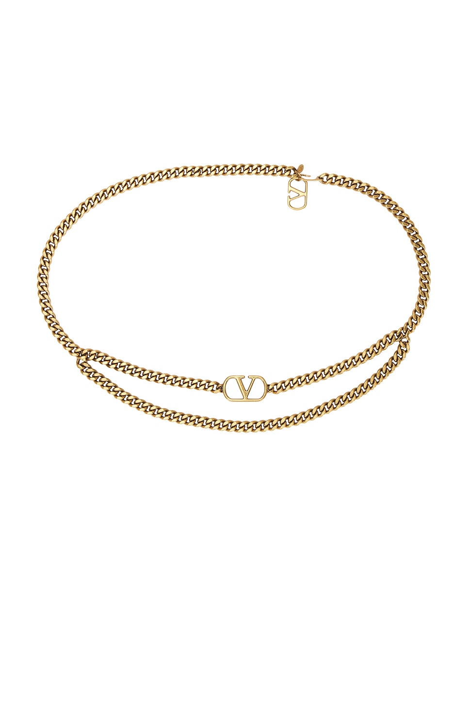 Valentino V Logo Signature Chain Belt In Antique Gold