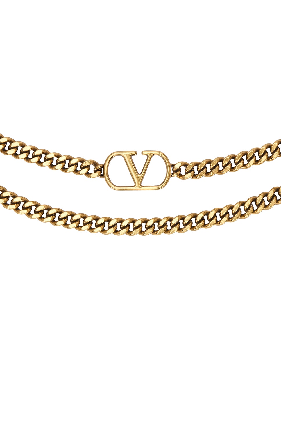 Valentino V Logo Signature Chain Belt In Antique Gold