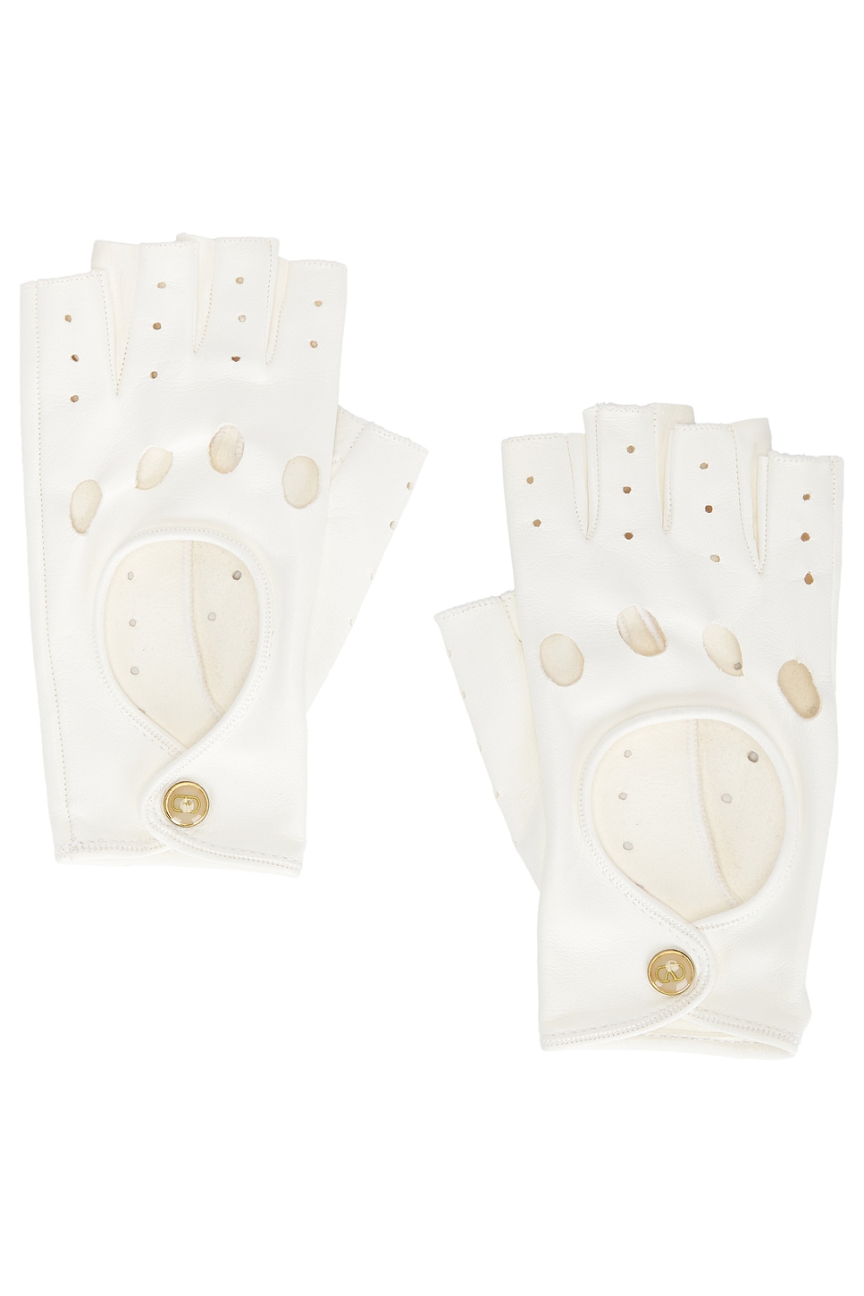 V Logo Signature Gloves in White