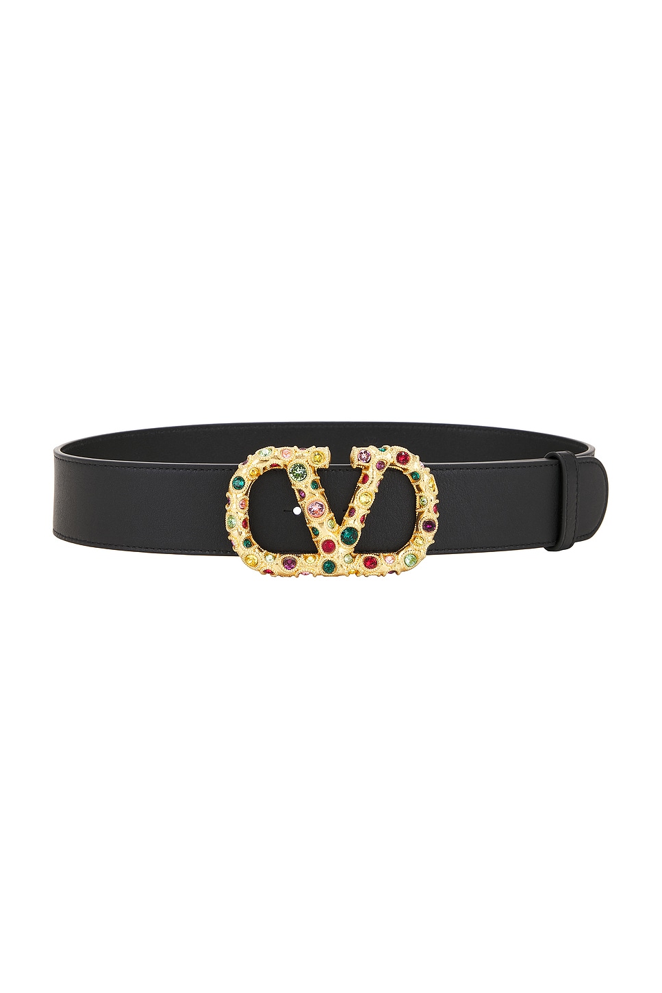 V Logo Jewele Signature 40 Belt in Black