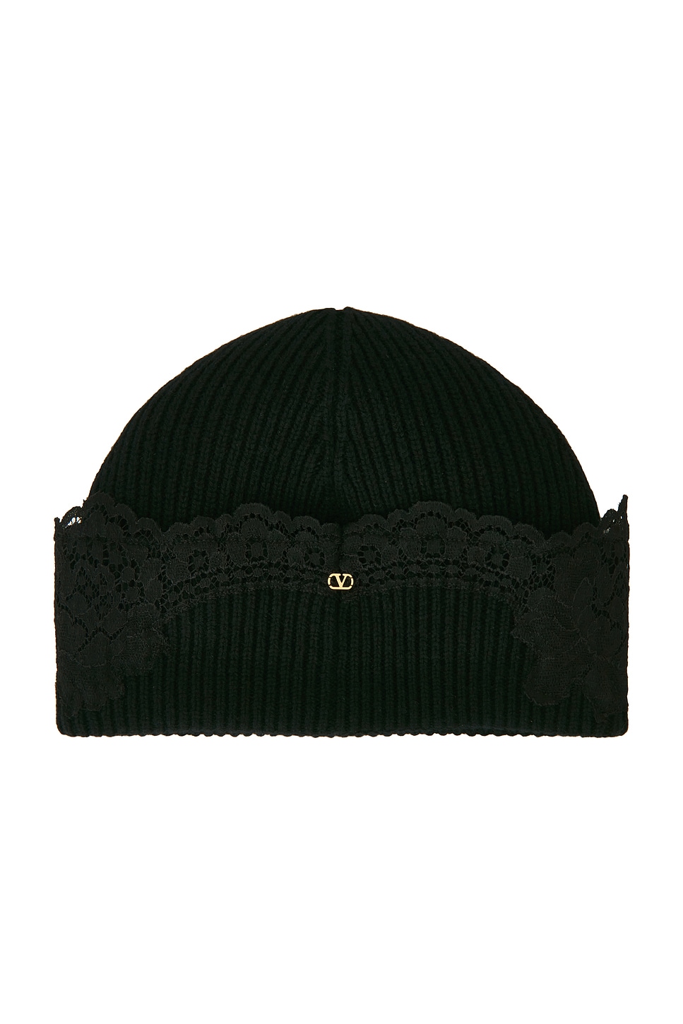 Valentino V Logo Cashmere Lace Beanie In Green