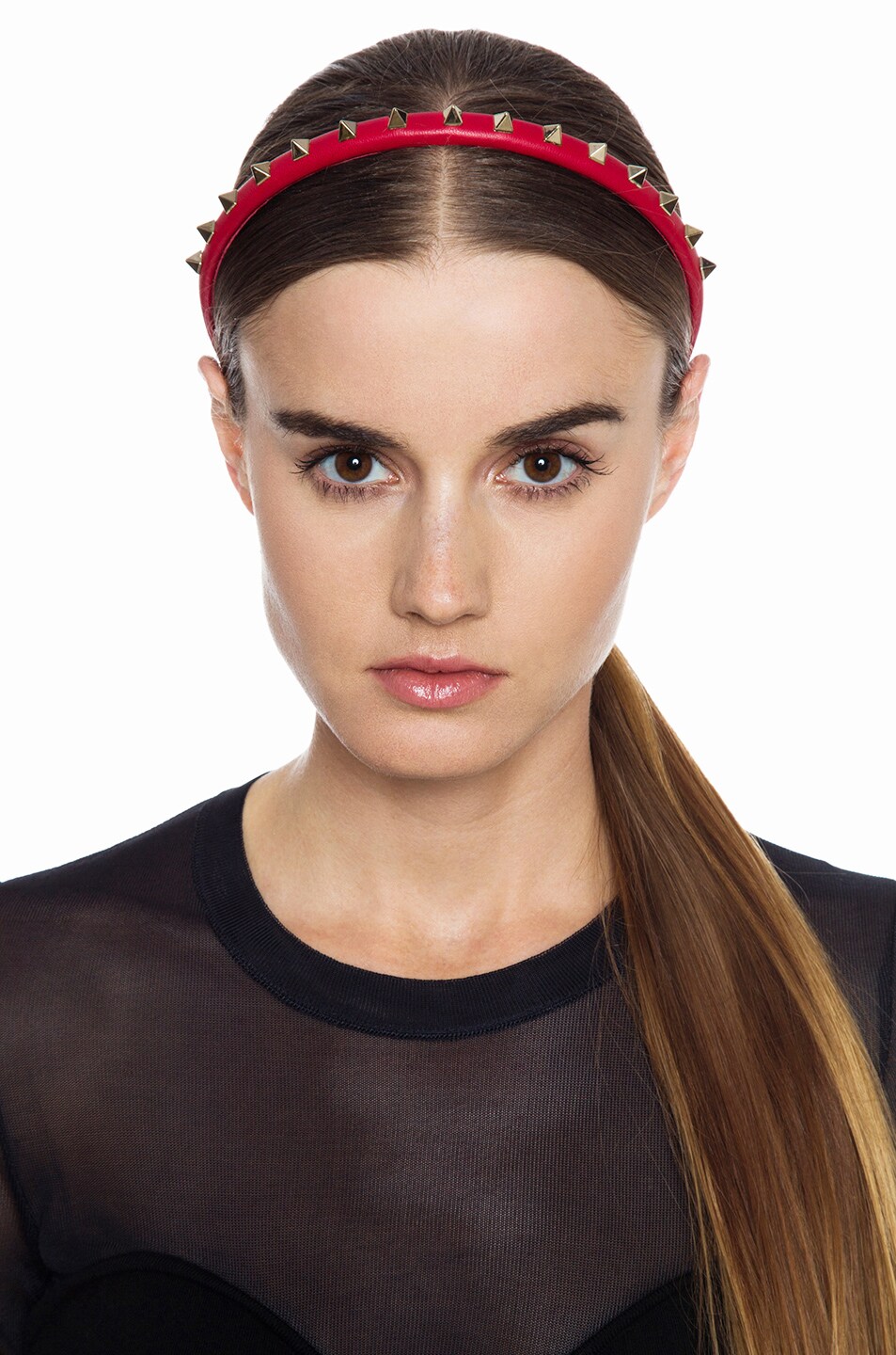 Valentino Rockstud Headband in Red | FWRD