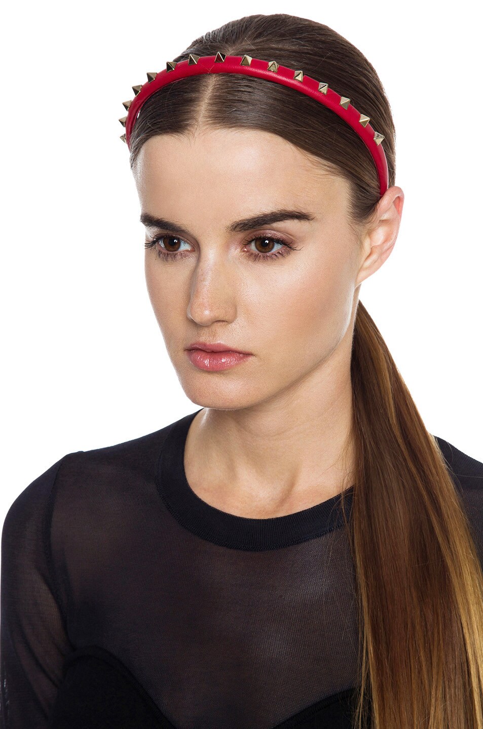 Valentino Rockstud Headband in Red | FWRD