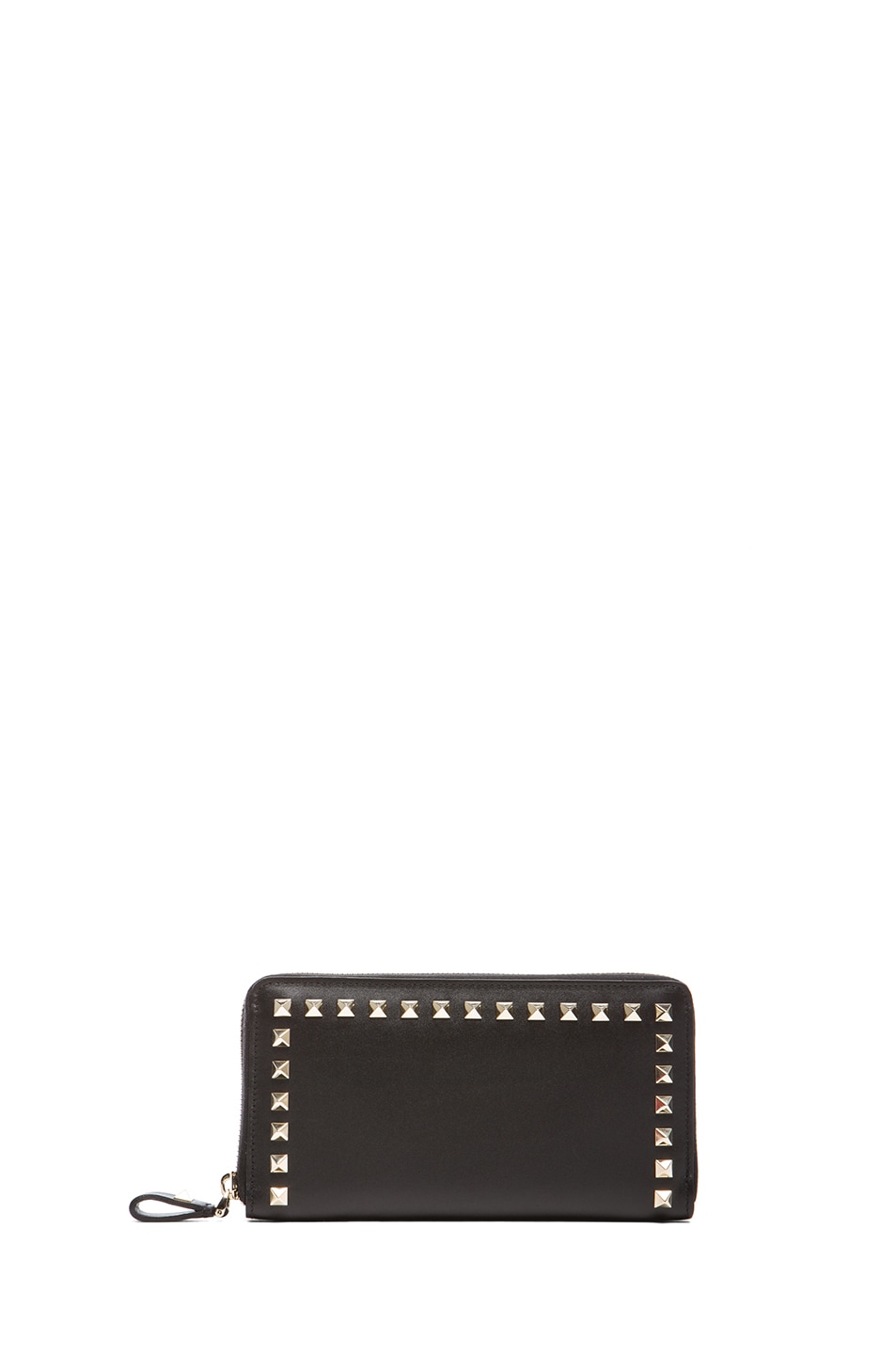 Image 1 of Valentino Garavani Long Rockstud Zipped Continental Wallet in Black