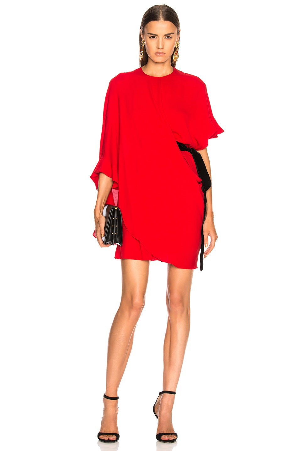 Image 1 of Valentino Garavani Side Tie Draped Mini Dress in Red