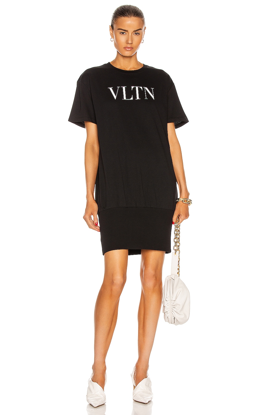 Image 1 of Valentino Logo T Shirt Mini Dress in Nero & Bianco