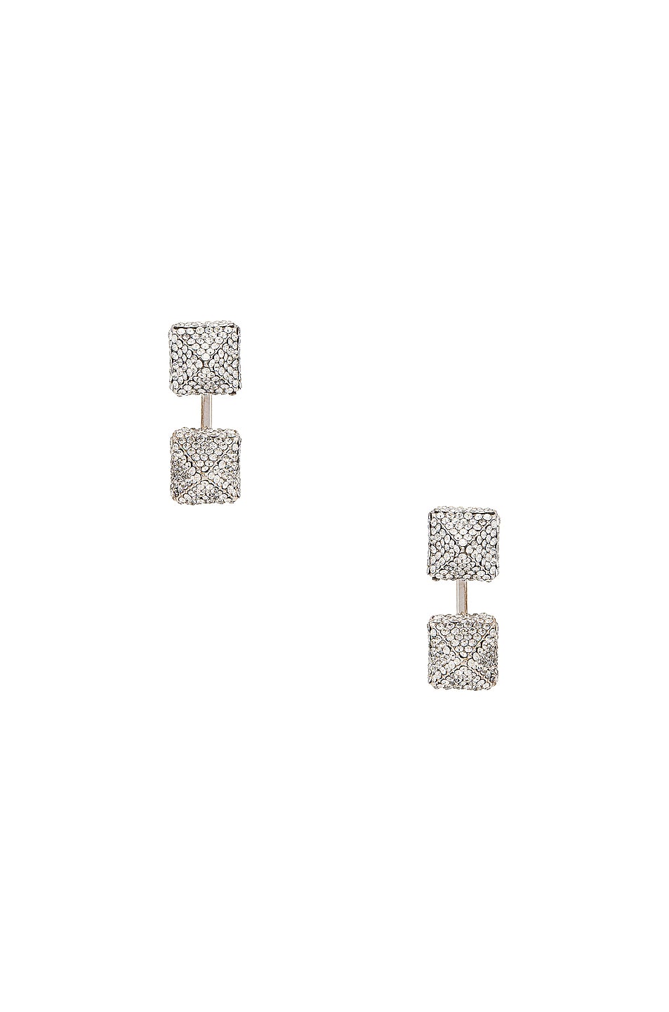 Image 1 of Valentino Garavani Rockstud Pendant Earrings in Rodio & Crystal Silver Shade
