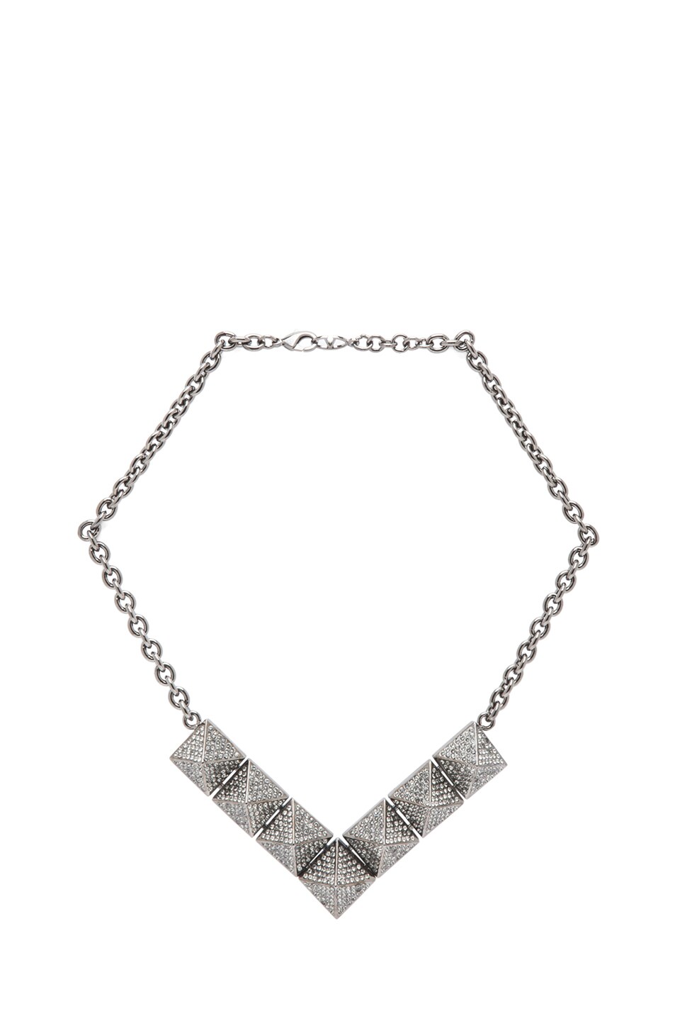 Image 1 of Valentino Garavani Large Single Threaded Black Pyramid Necklace in Ruthenium & Black Diamond