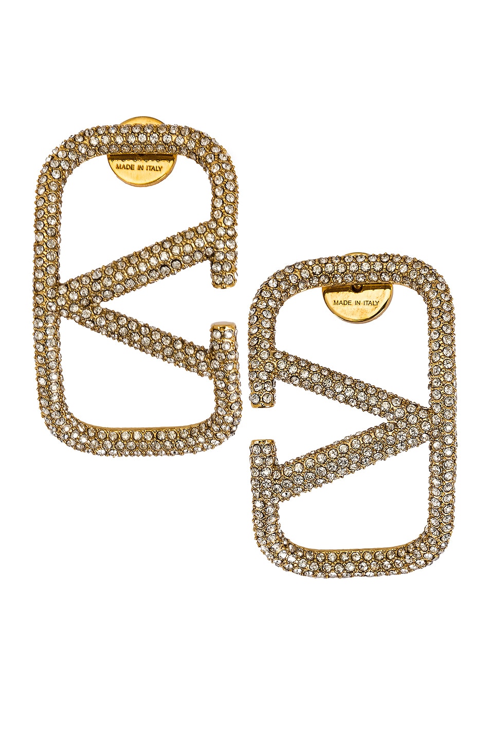 Image 1 of Valentino Garavani Vlogo Signature Earrings in Oro & Crystal Silver